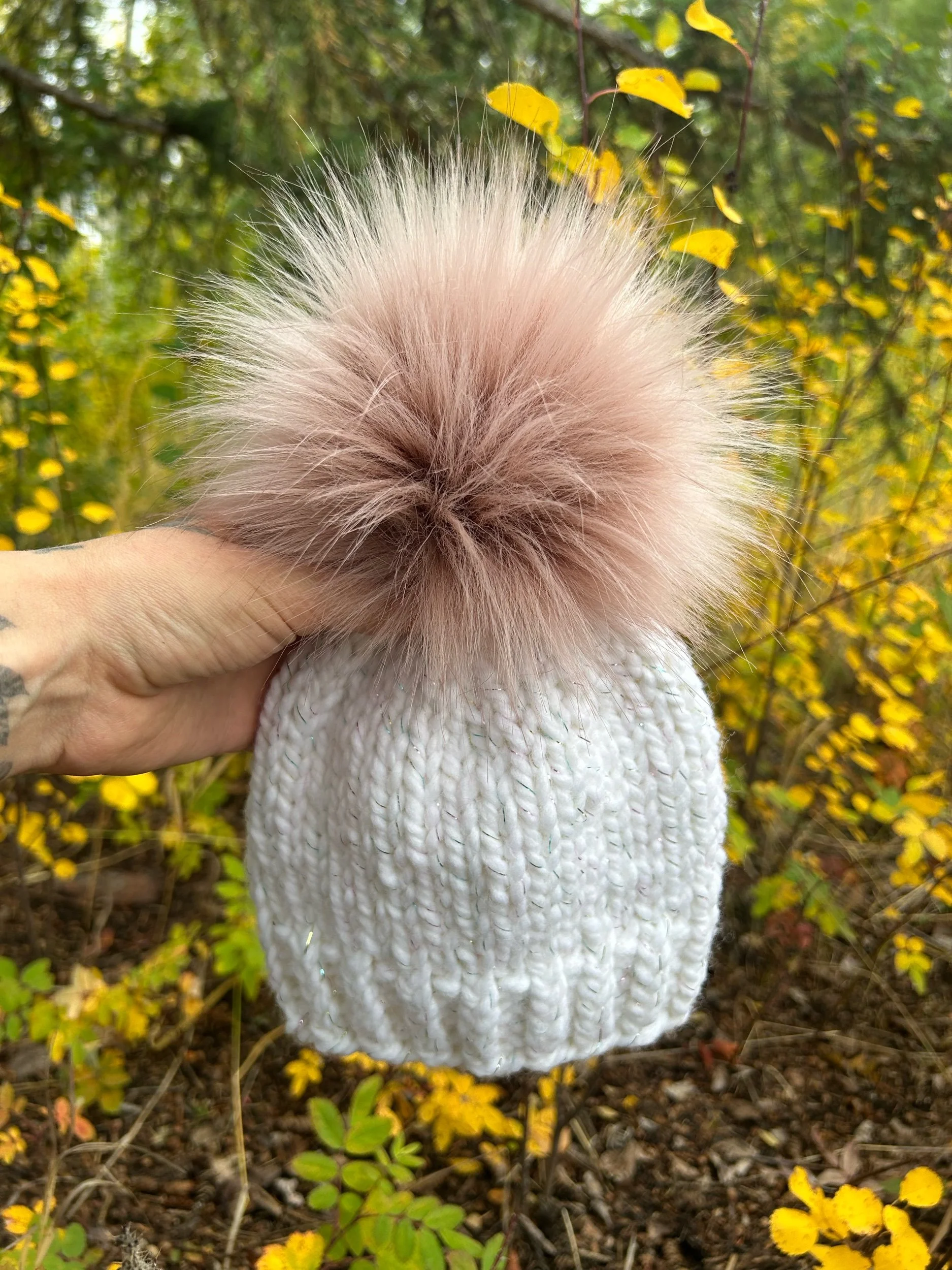 Sparkly Yarn Pink Pom - Size Baby 6 - 12 months
