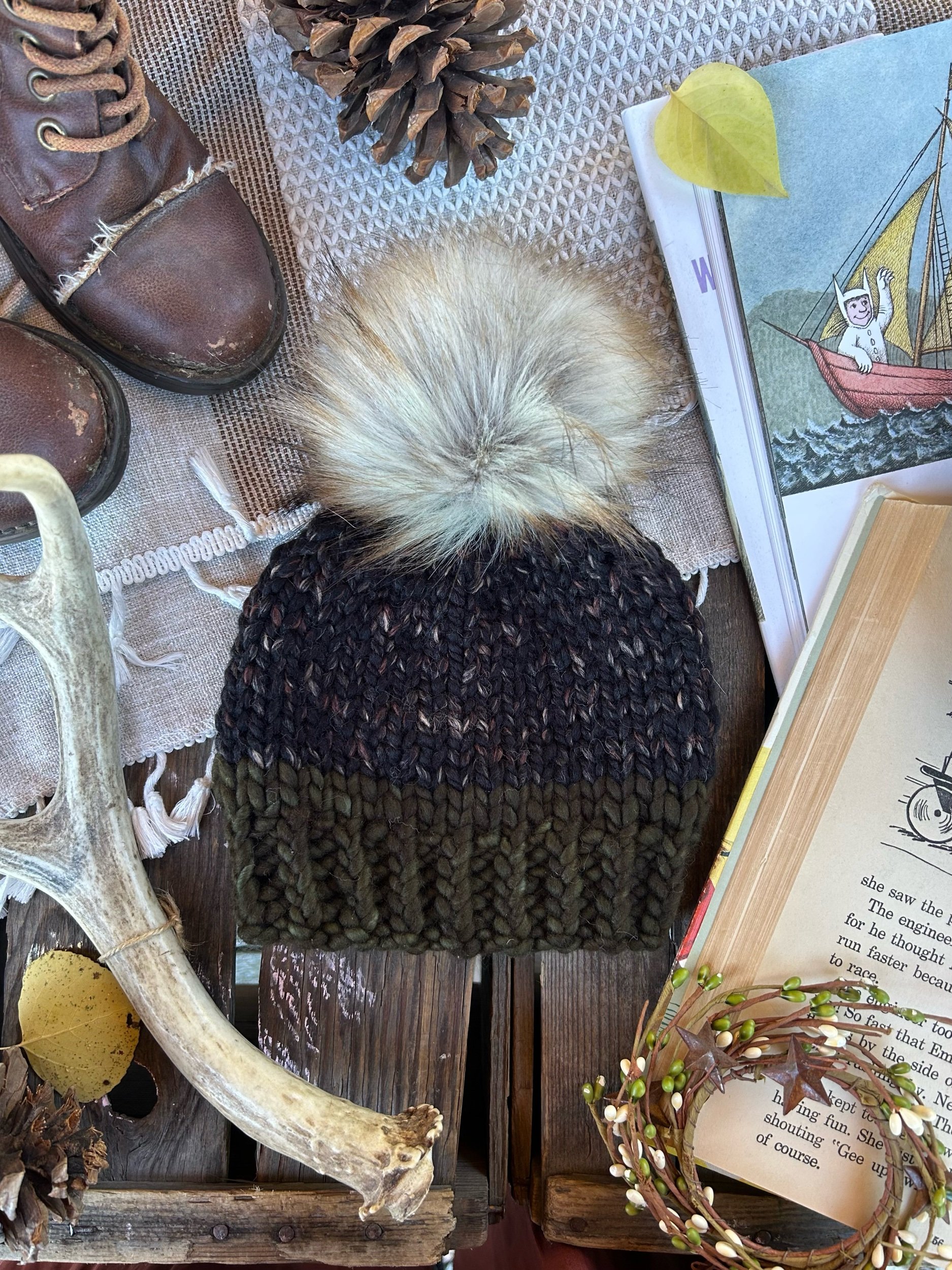 Olive Merino Brim Baby Toque Size 6-12 Months