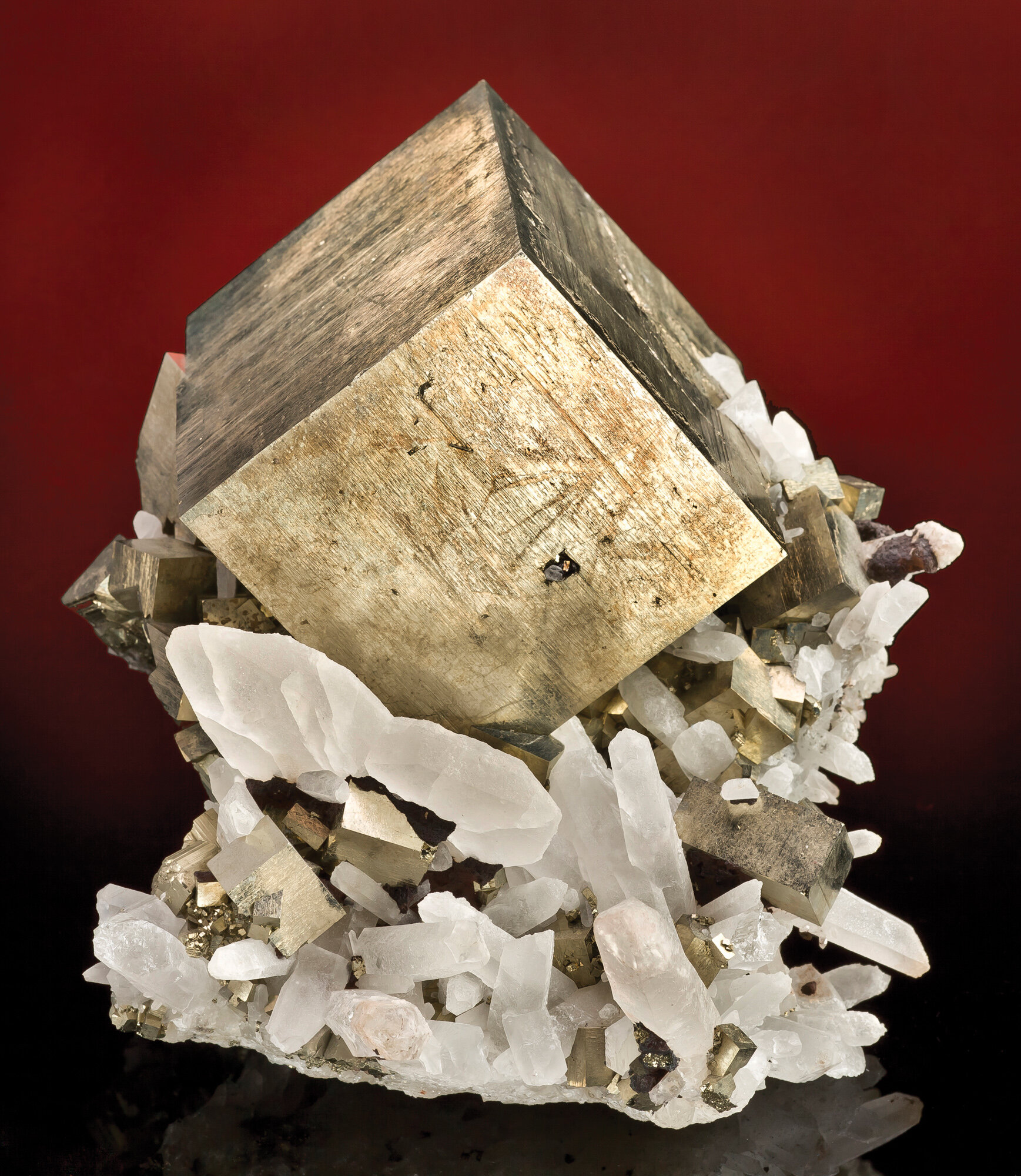  Pyrite with Japan-law Quartz, Fengjiashan mine, Daye Co., Hubei, China - 14.5cm 