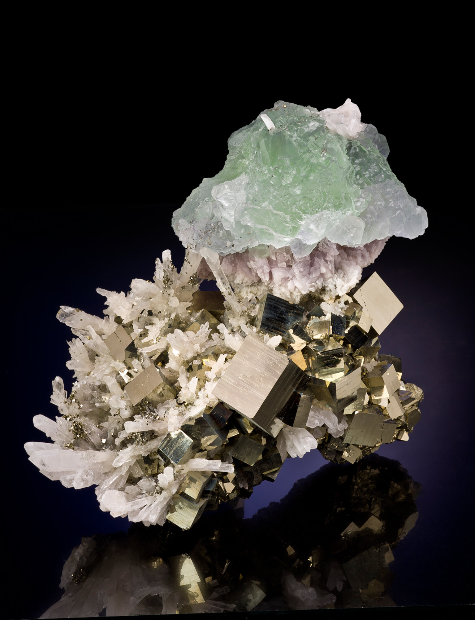  Fluorite and pyrite, Shangbao mine, Leiyang Co., Hengyang pref., Hunan prov., China - 21.5cm 