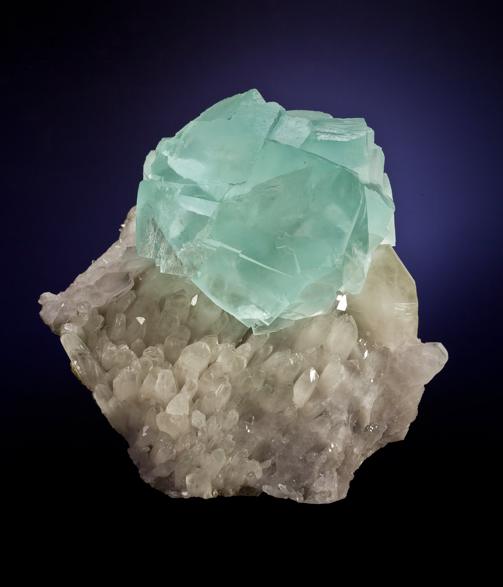  Fluorite on quartz, Yaogangxian mine, Yizhang co., Chenzhou pref., China - 31cm 