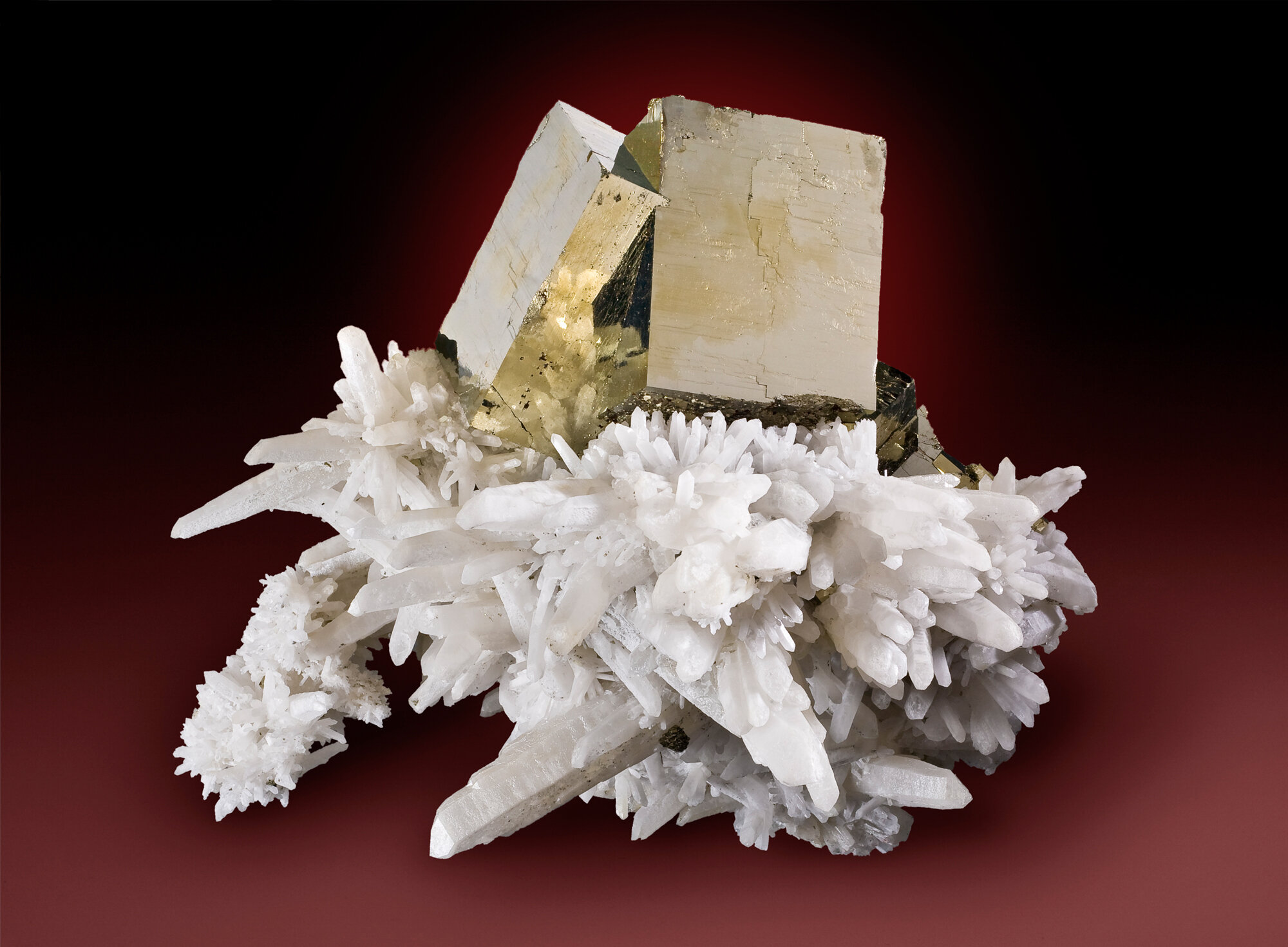  Pyrite with quartz - Shangbao mine, Leiyang co., Hengyang pref., Hunan prov., China - 33cm 