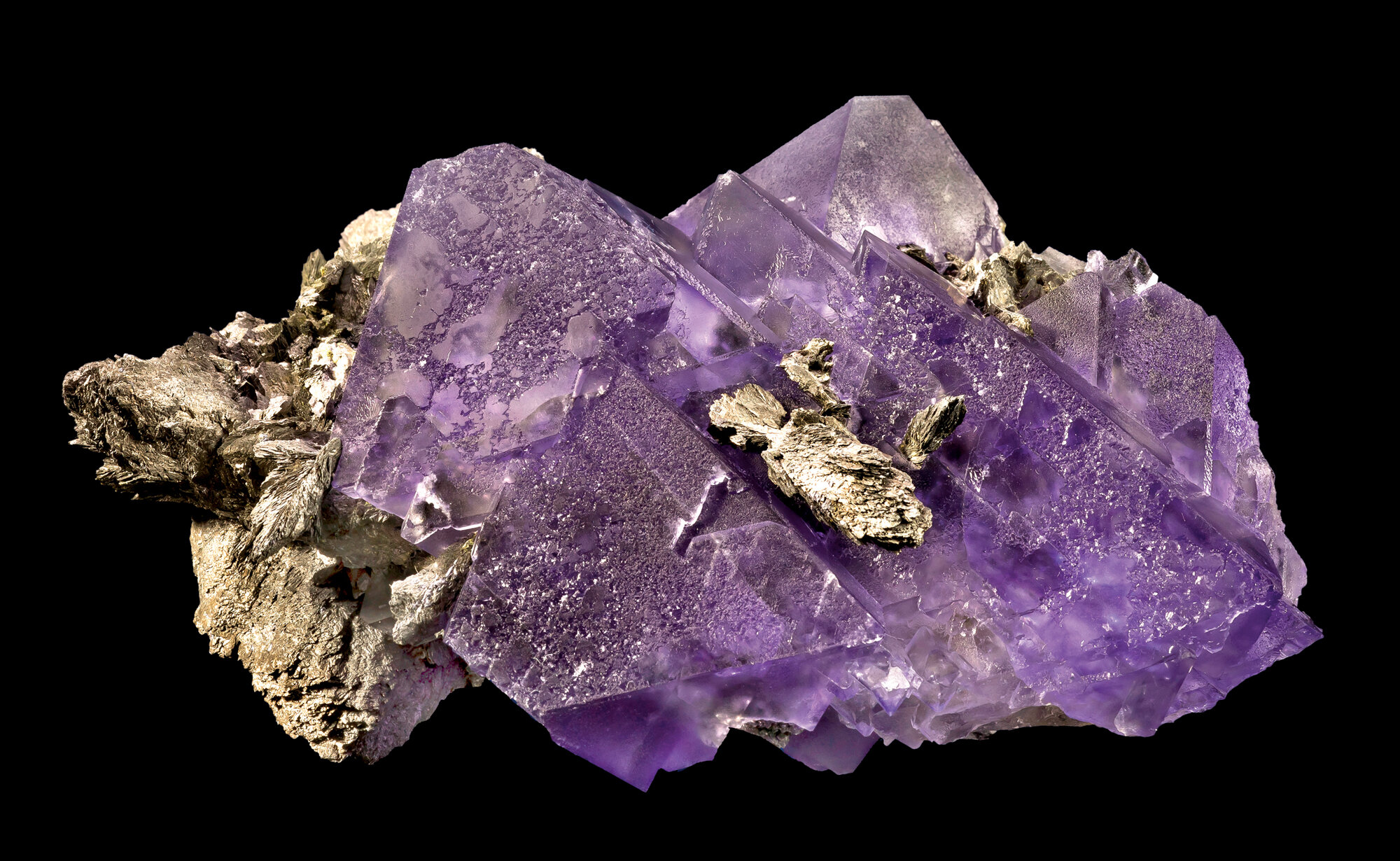  Fluorite with löllingite, 13 cm, Huanggang mine No. 1, Keshiketeng County, Chifeng Prefecture, Inner Mongolia Autonomous Region, China. Found in 2012. 