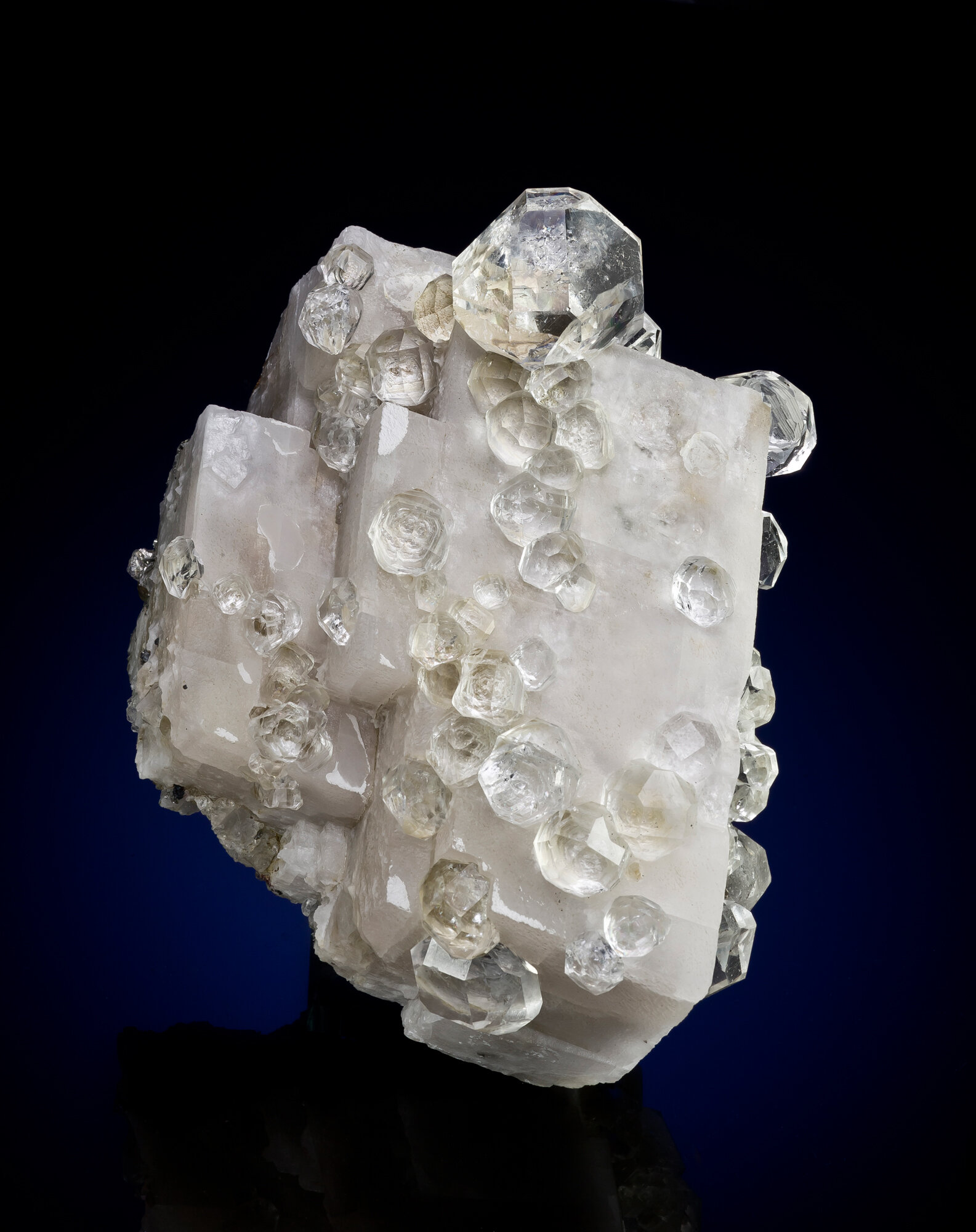  Fluorite crystals on calcite, 17 cm, from Huanggang mine No. 5, Keshiketeng County, Chifeng Prefecture, Inner Mongolia Autonomous Region, China. Found in 2011. 