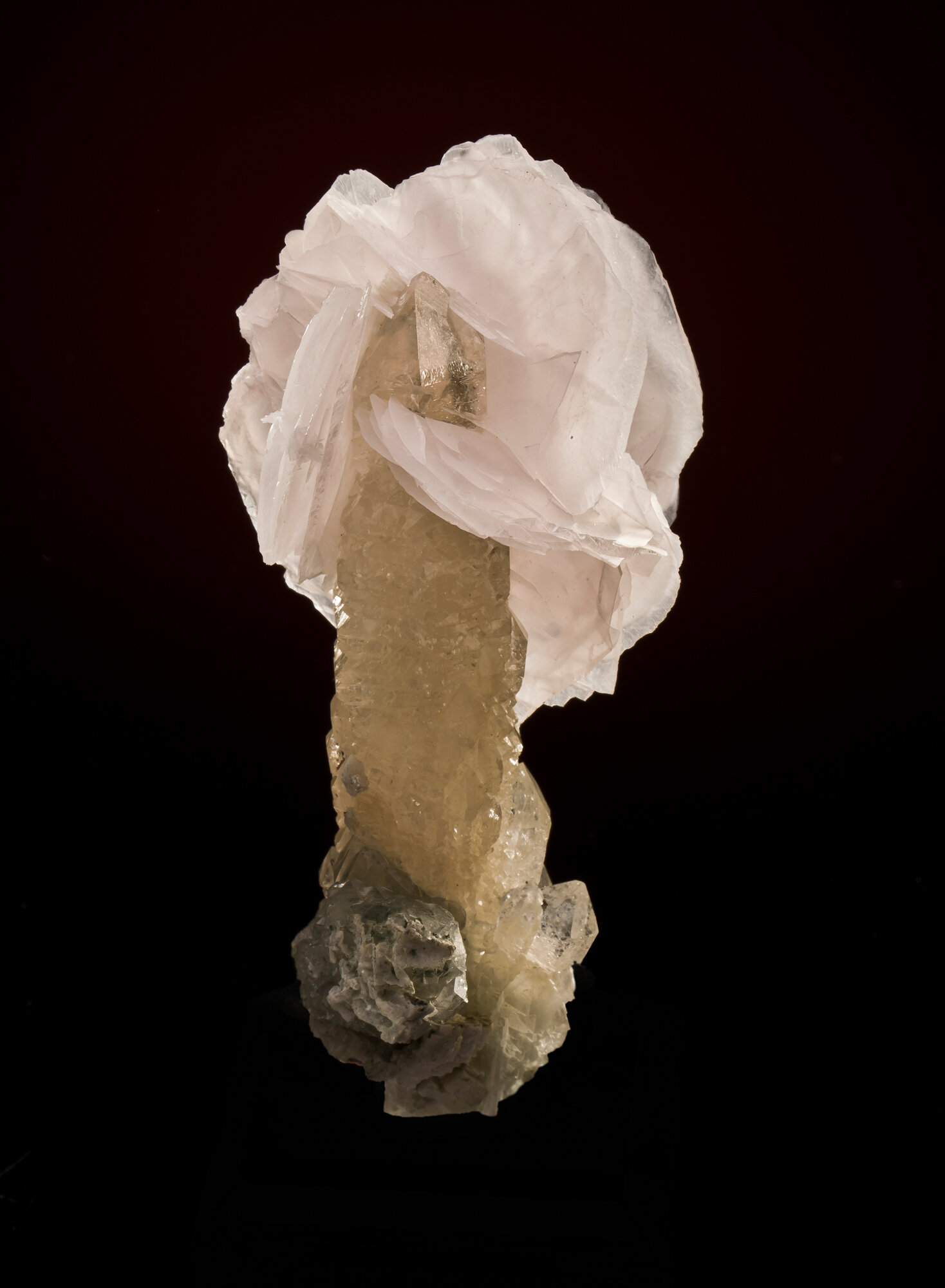  Calcite with quartz, 12 cm, from Huanggang mine No. 5, Keshiketeng County, Chifeng Prefecture, Inner Mongolia Autonomous Region, China. Found in 2012. 