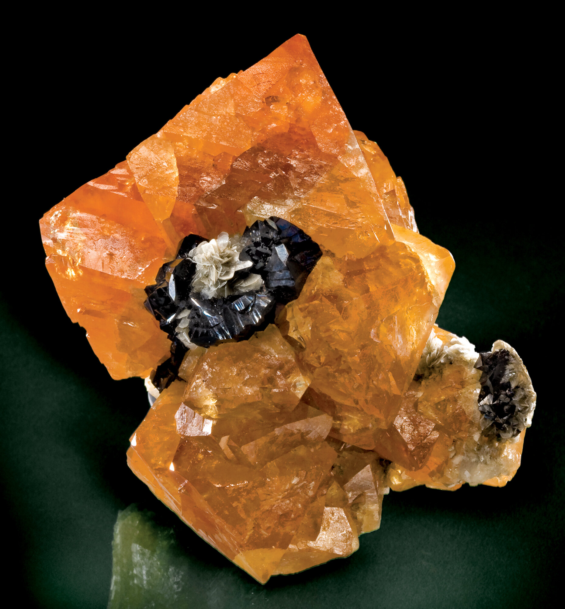  Scheelite crystal with cassiterite, 13 cm, from the Pingwu mine, Huya Township, Mt. Xuebaoding, Pingwu County, Mianyang Prefecture, Sichuan Province, China. This is an early specimen from the mid 1990s; ex Steve Smale collection. 