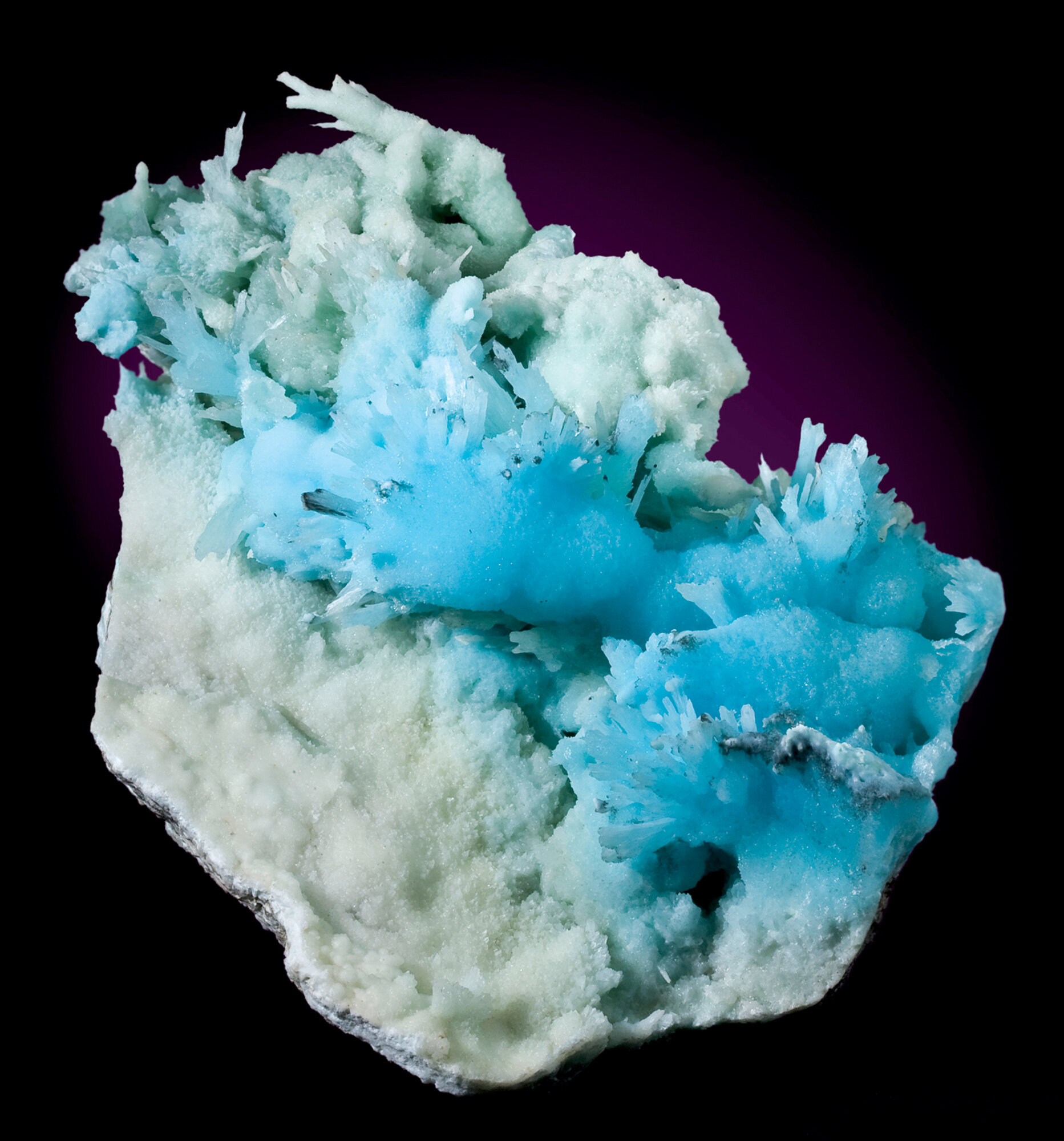 Aragonite colored by copper, 31 cm, from Maoniuping, Mianning County (adjacent to Xichang County, originally cited as the locality), Liangshan Autonomous Prefecture, Sichuan Province, China. 