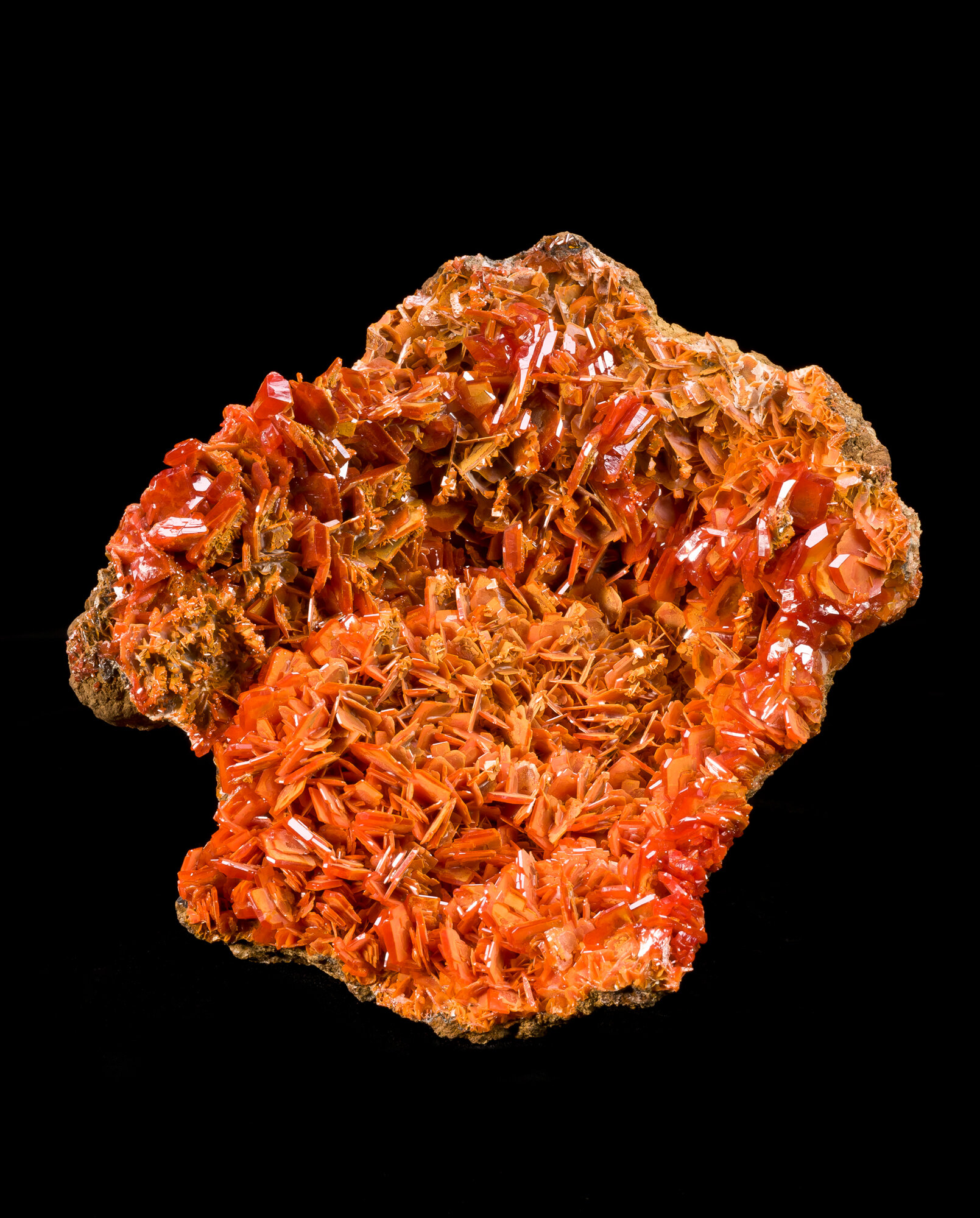  Wulfenite, 19 cm, from the Jianshan mine, Kuruktag Mountains, Ruoqiang County, Bayingolin Prefecture, Xinjiang Uyghur Autonomous Region, China. Found in 2008. 