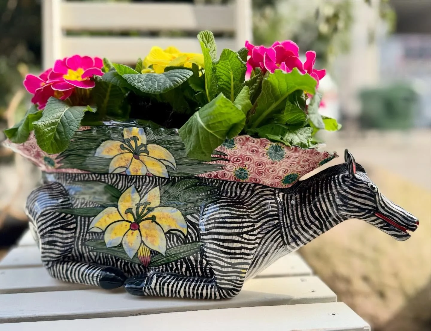 Die ganz besondere Zebra-Vase .  Ein Gegenstand der Freude !
