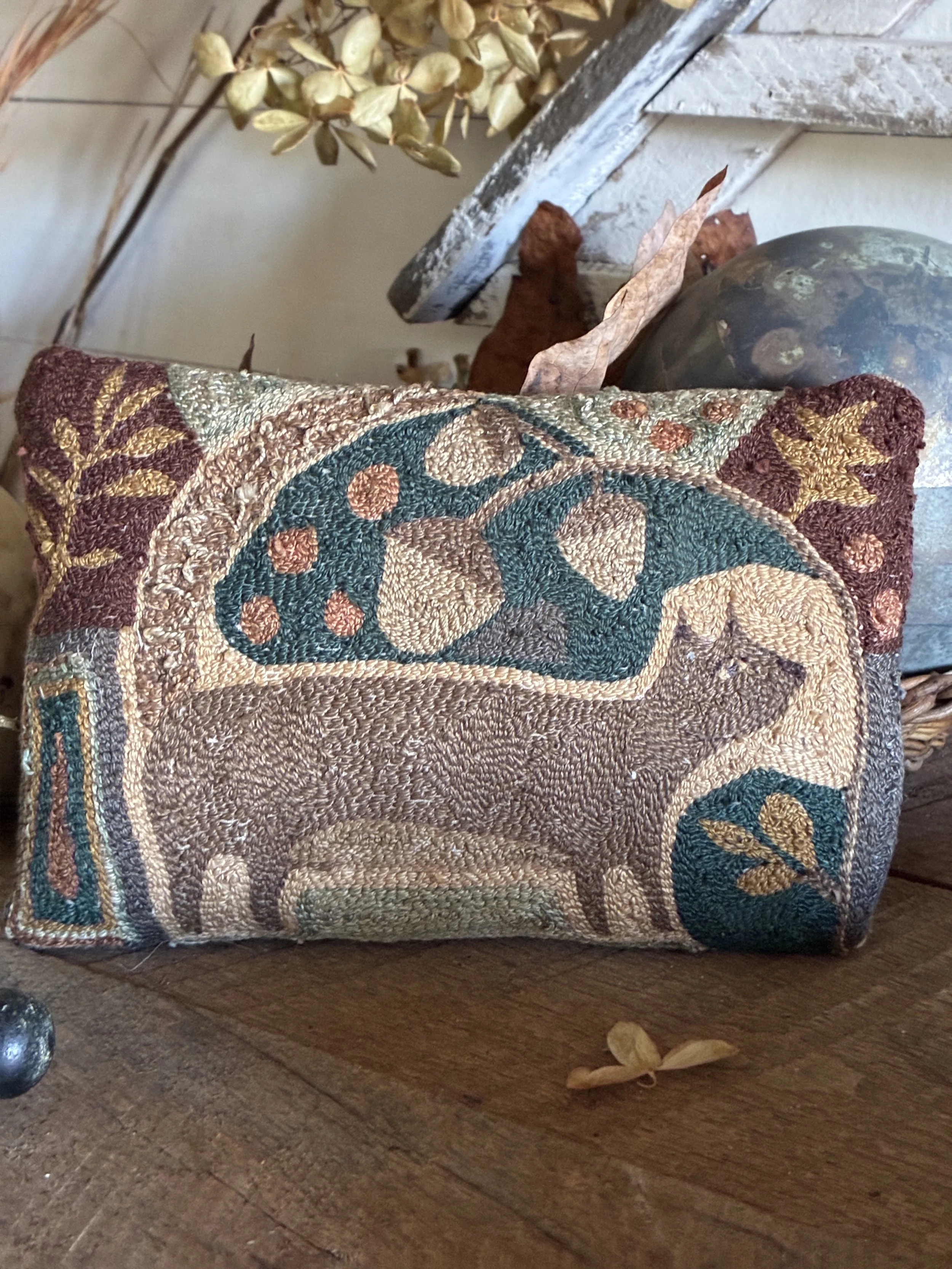 Strolling Squirrel - Small NeedlePunch Pillow