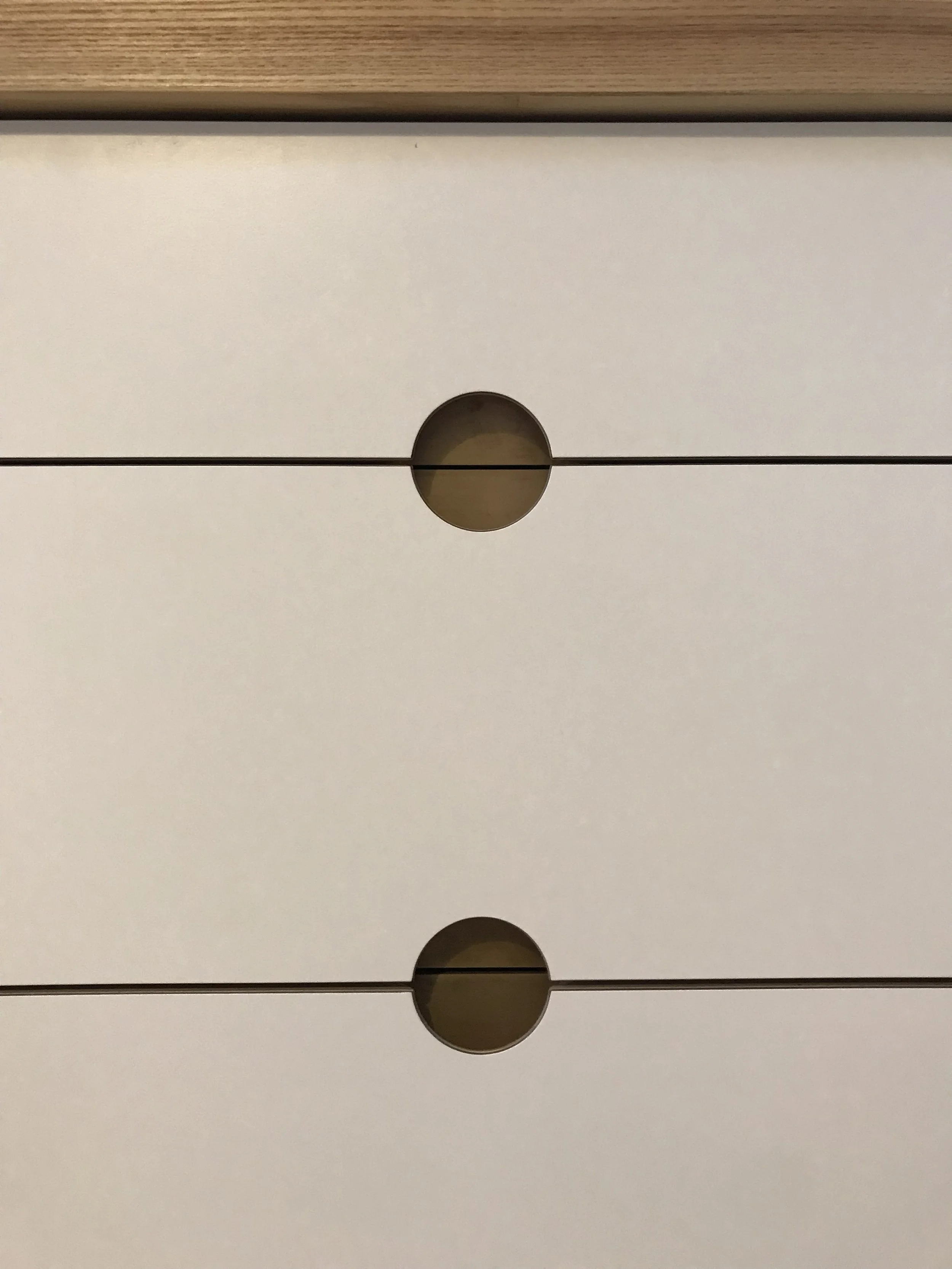 Bespoke integrated Wardrobe Handle With Brass Inlay