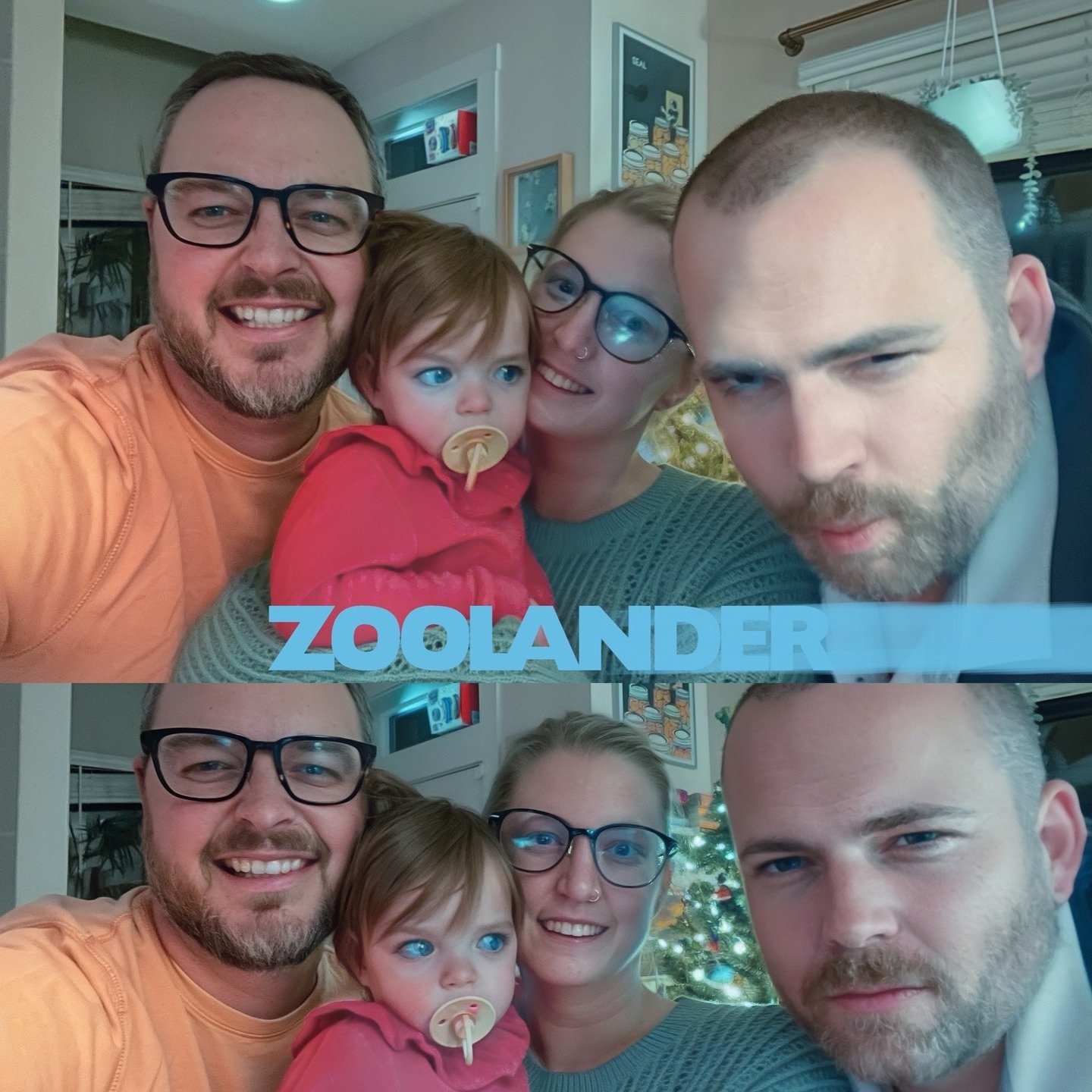 One of my Sister and my favorite movies... "Zoolander". Here I'm trying to teach Leonie "Blue Steel". She looks confused... but still adorable. Happy New Year from the Taylor's &amp; McGraw's! 💜