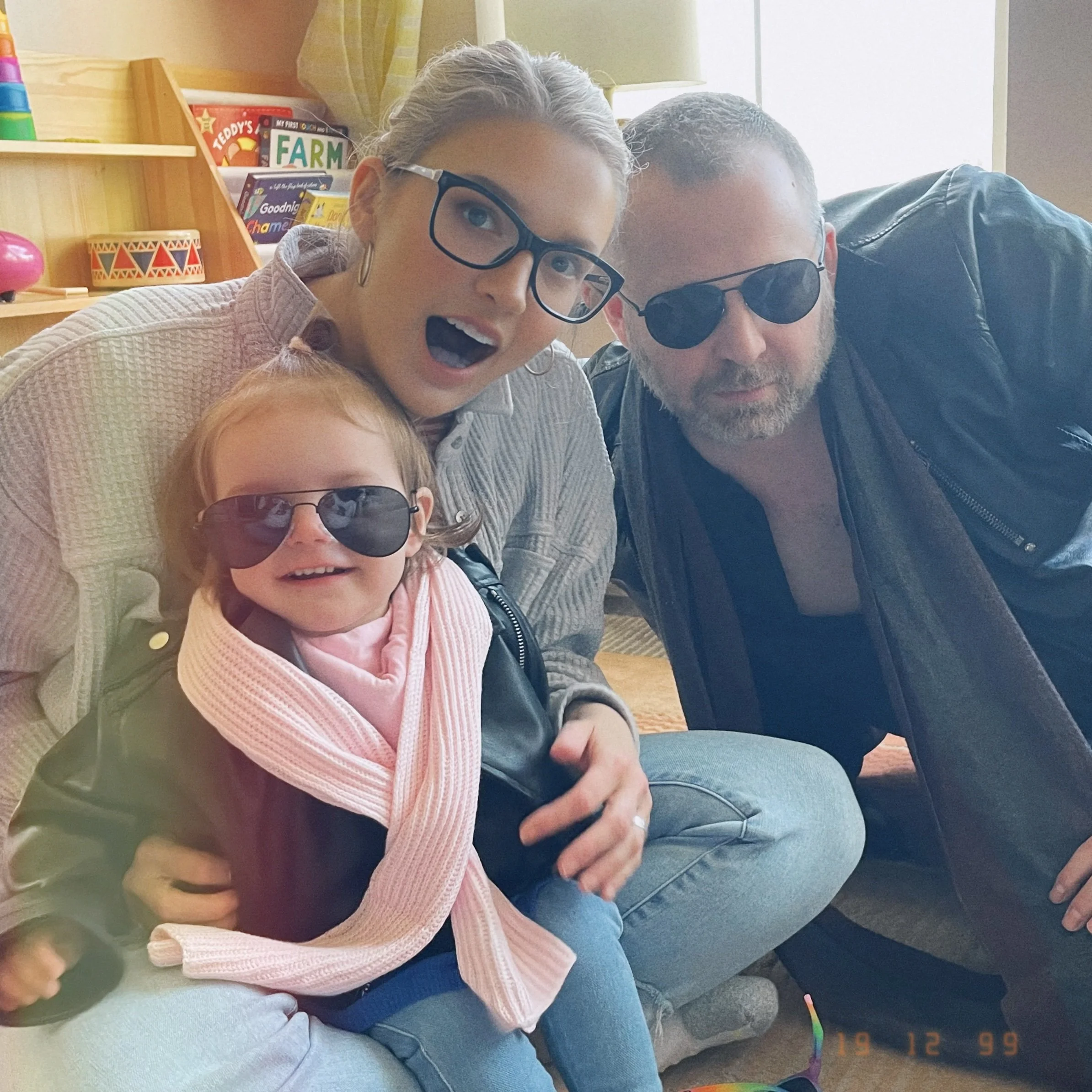 Easter with the McGraw's &amp; Taylor's. I bought Leonie a @zara leather jacket that will last her a couple years, a pink scarf and a pair of baby aviators that she will grow into haha. Sean didn't get in this one, he was taking the pic. Thanks bro! 