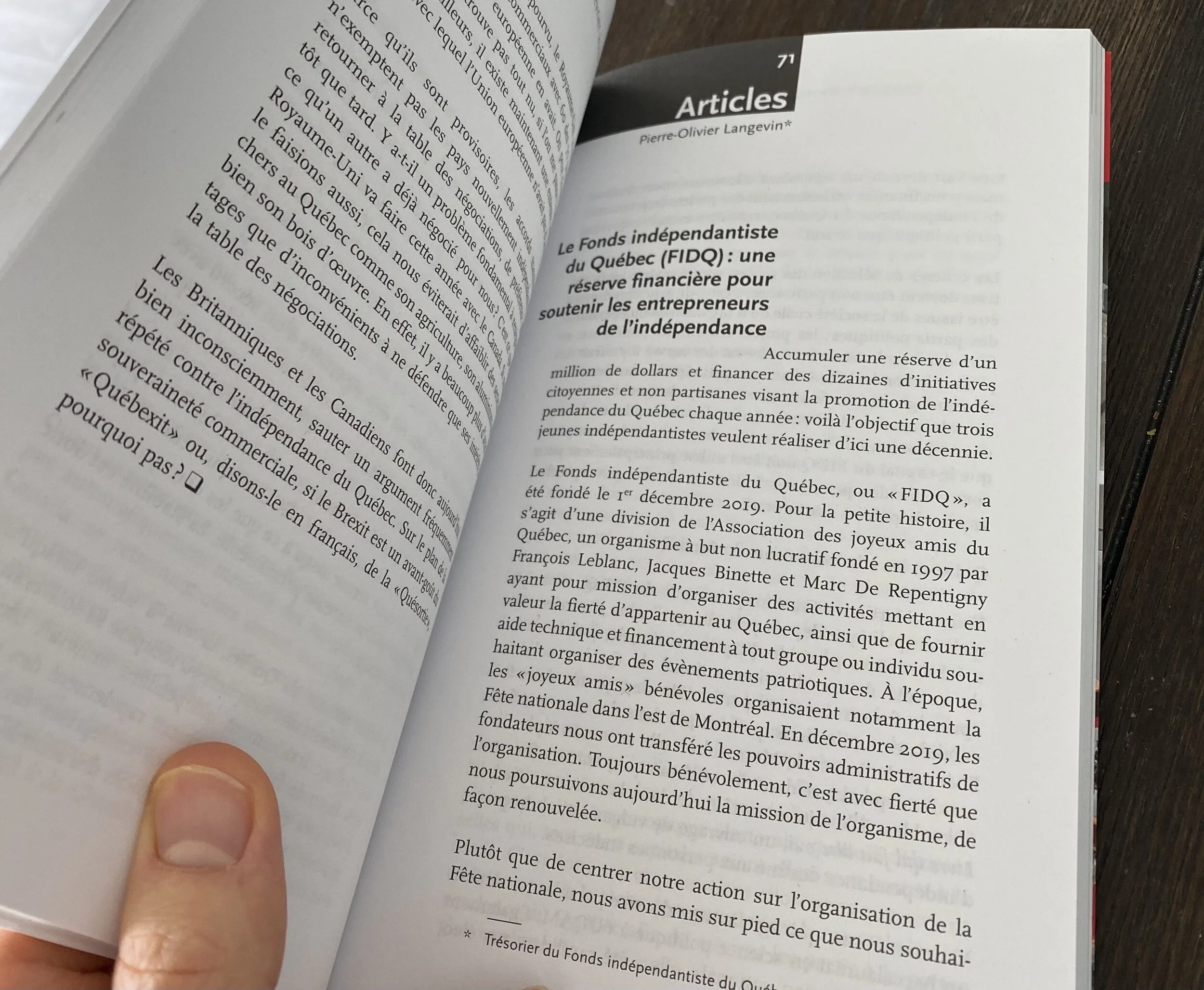 L'Action nationale publie un texte du Fonds indépendantiste du Québec