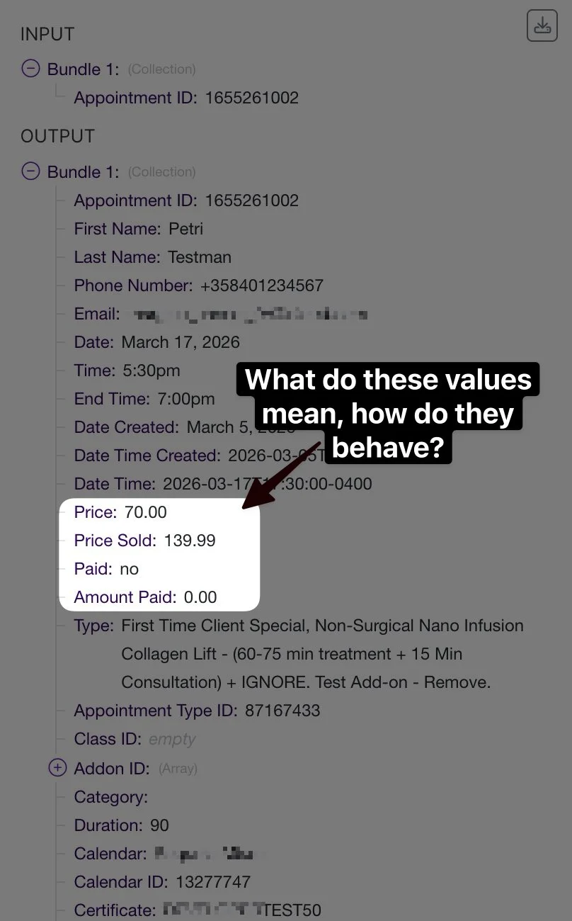 Acuity Scheduling Conversion Tracking, Acuity API, Price, Value parameters.