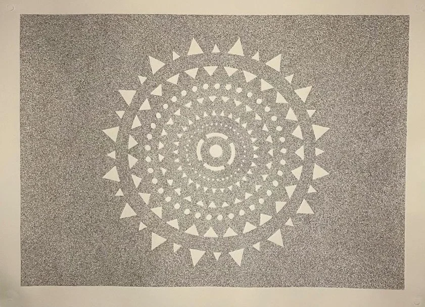 Mandala II
ink on cream Stonehenge paper
30" x  22"