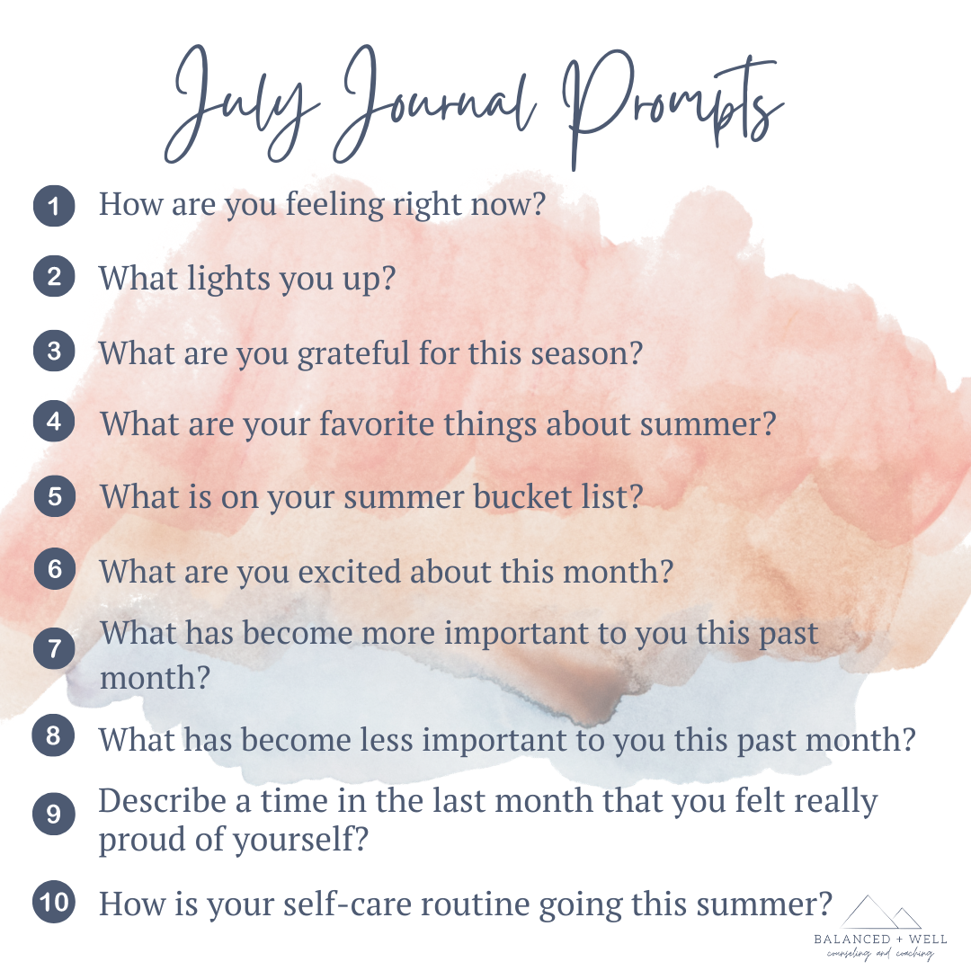 July Journal Prompts for the Summer Season