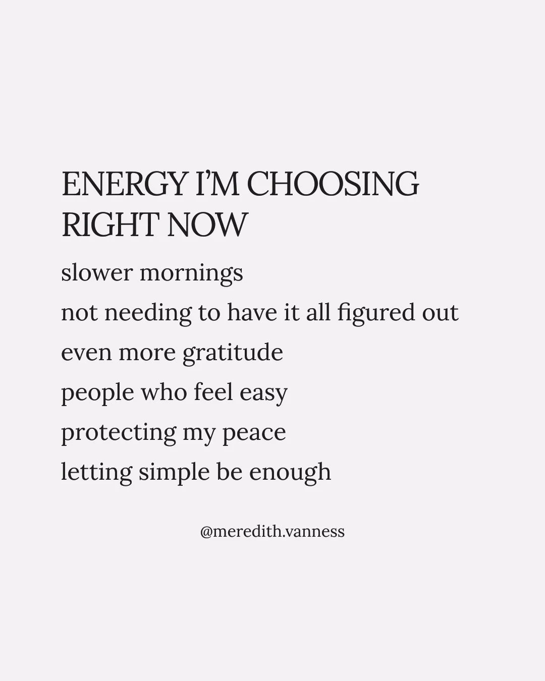 This is the kind of energy I want more of right now.⁠
⁠
Slower mornings. More gratitude for ordinary things. People who feel easy to be around. More of what actually matters.⁠
⁠
Lately, I have been craving what feels simple, grounding, and real. The 