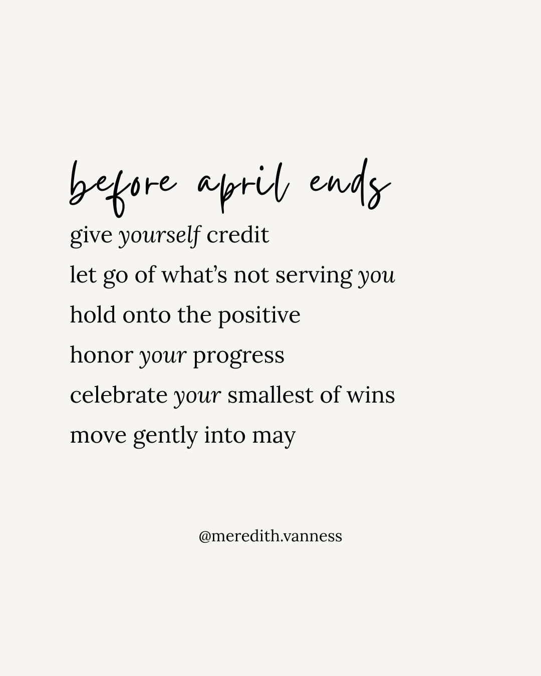 As April winds down, this is the kind of check-in I need. Not in a dramatic way, just an honest one.⁠
⁠
It is easy to carry the same stress, thought patterns, and habits into a new month without even realizing it. Sometimes it helps to pause and ask 