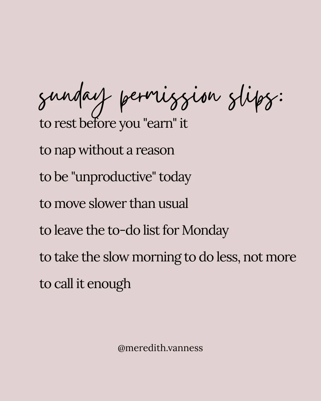 A few tiny permission slips for your Sunday.⁠
⁠
You do not have to earn rest by completely burning yourself out first.⁠
⁠
I see this all the time in therapy. People know they need a break, but slowing down brings up guilt. There is always one more th