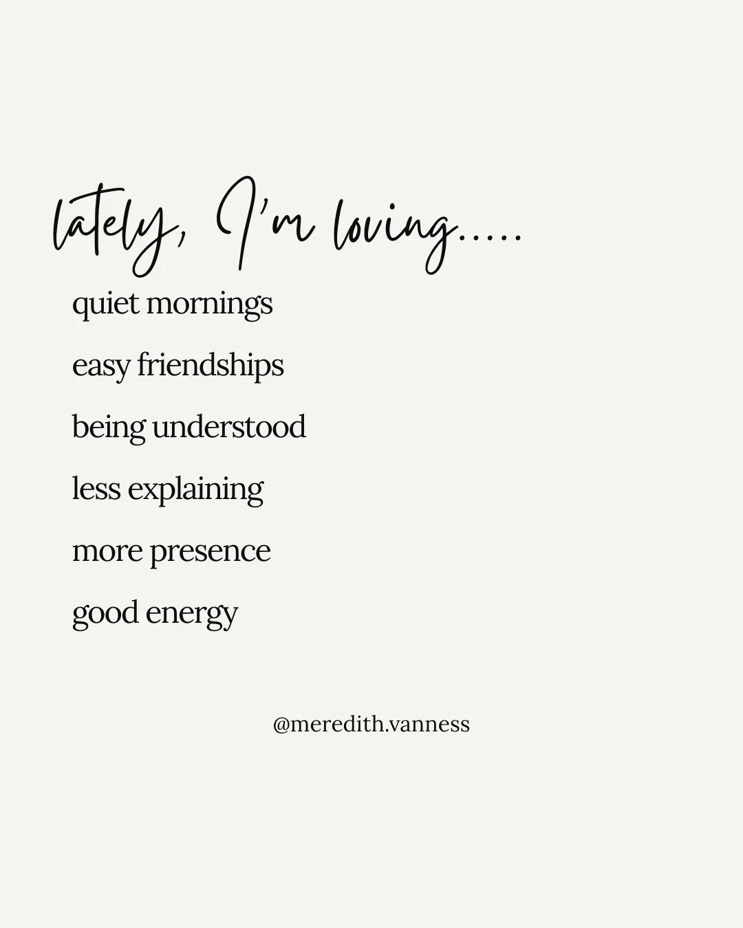 Lately, I&rsquo;ve been paying attention to what actually feels good instead of what looks impressive. Quiet mornings. Easy friendships. Less explaining. More presence. The kind of energy that doesn&rsquo;t need to be forced.⁠
⁠
As a therapist, I see