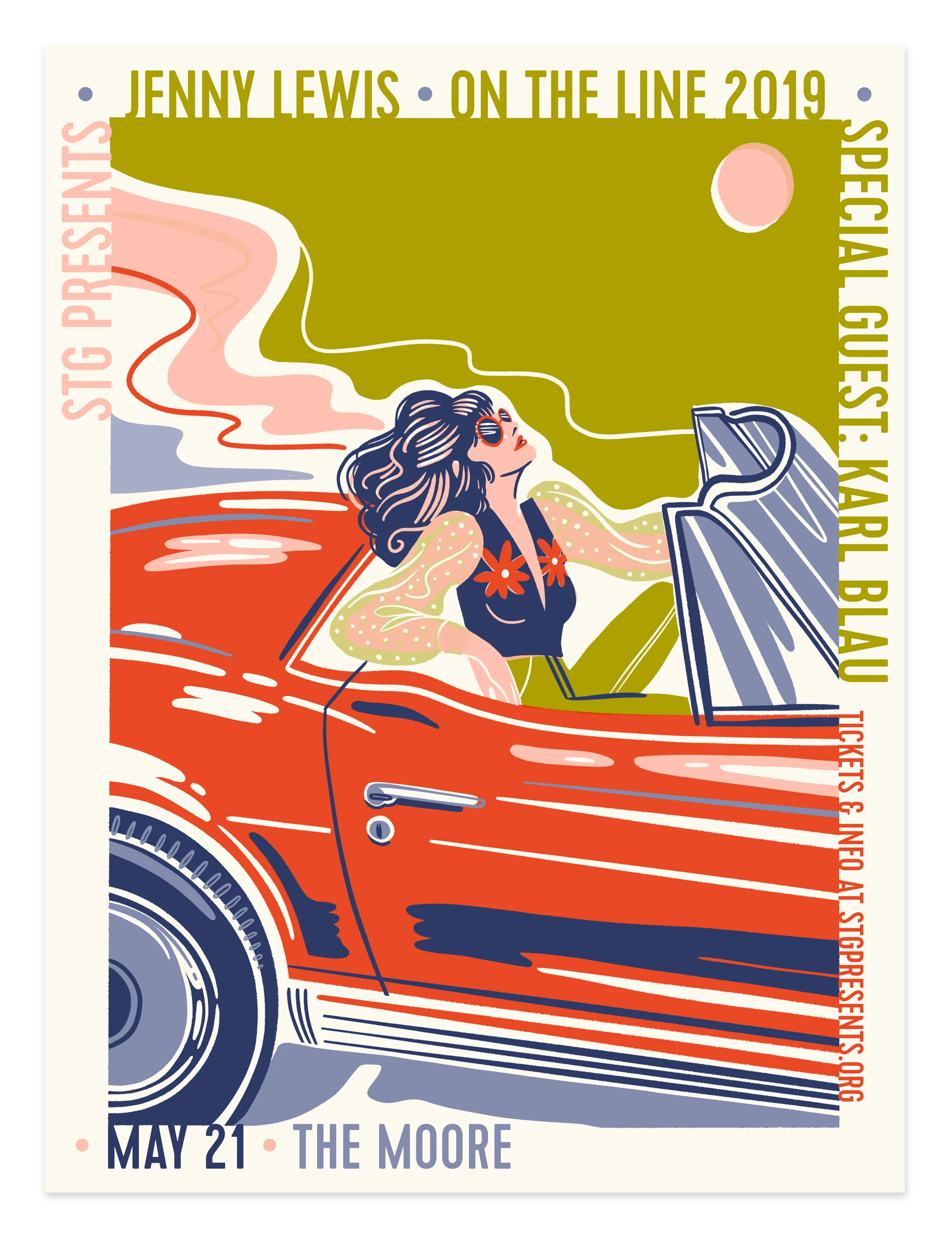 Jenny Lewis "One the Line" Tour 2019 Silkscreen Gig Poster