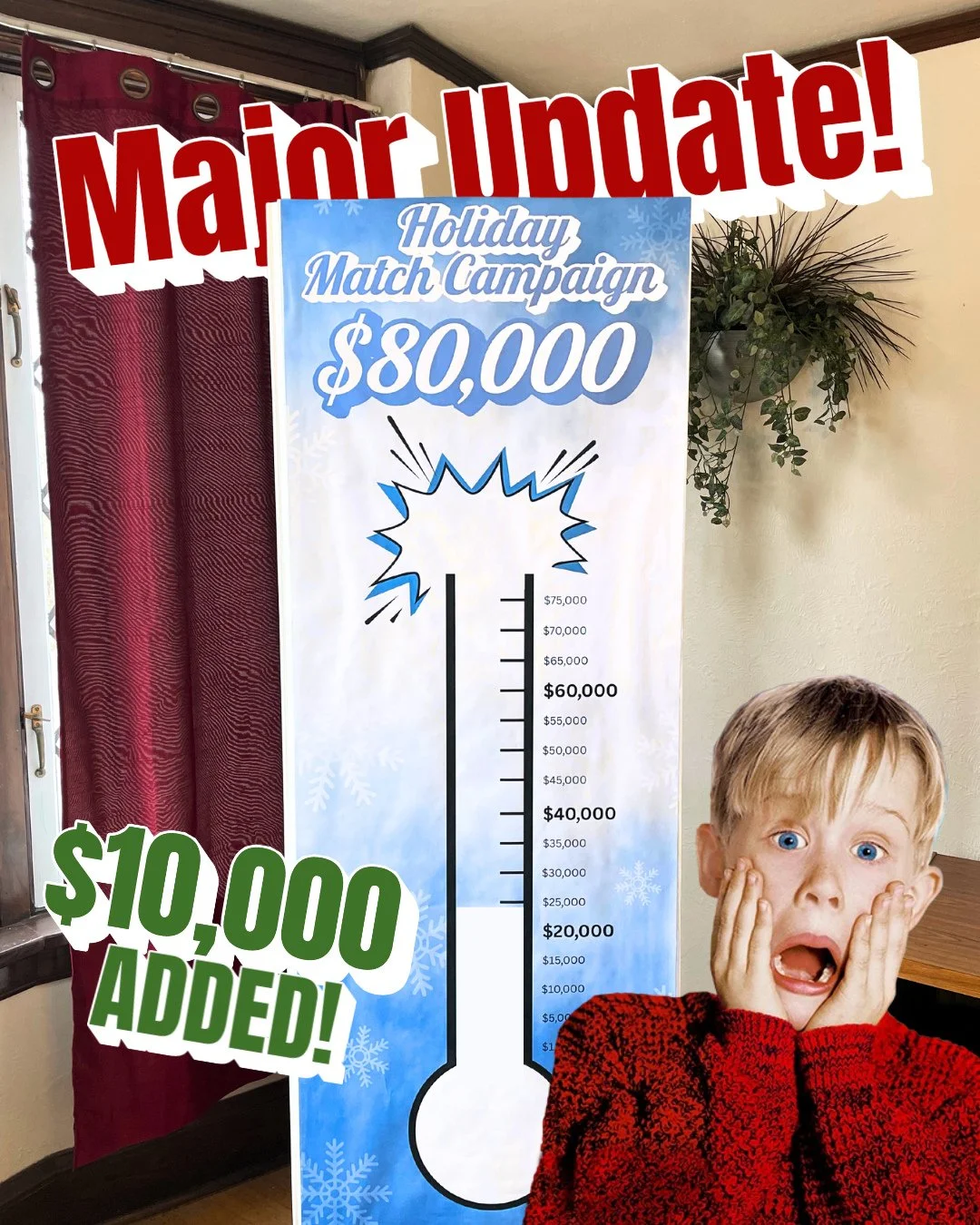 😱 KEVIN! ⁠
⁠
Our Holiday Match Campaign thermometer jumped up another $10,000! 🎉 👏 😁 ⁠
⁠
Our community's generosity continues to shock! Kevin's mom said it best, &ldquo;It&rsquo;s Christmas, the season of perpetual hope.&rdquo; Thank you to St. J