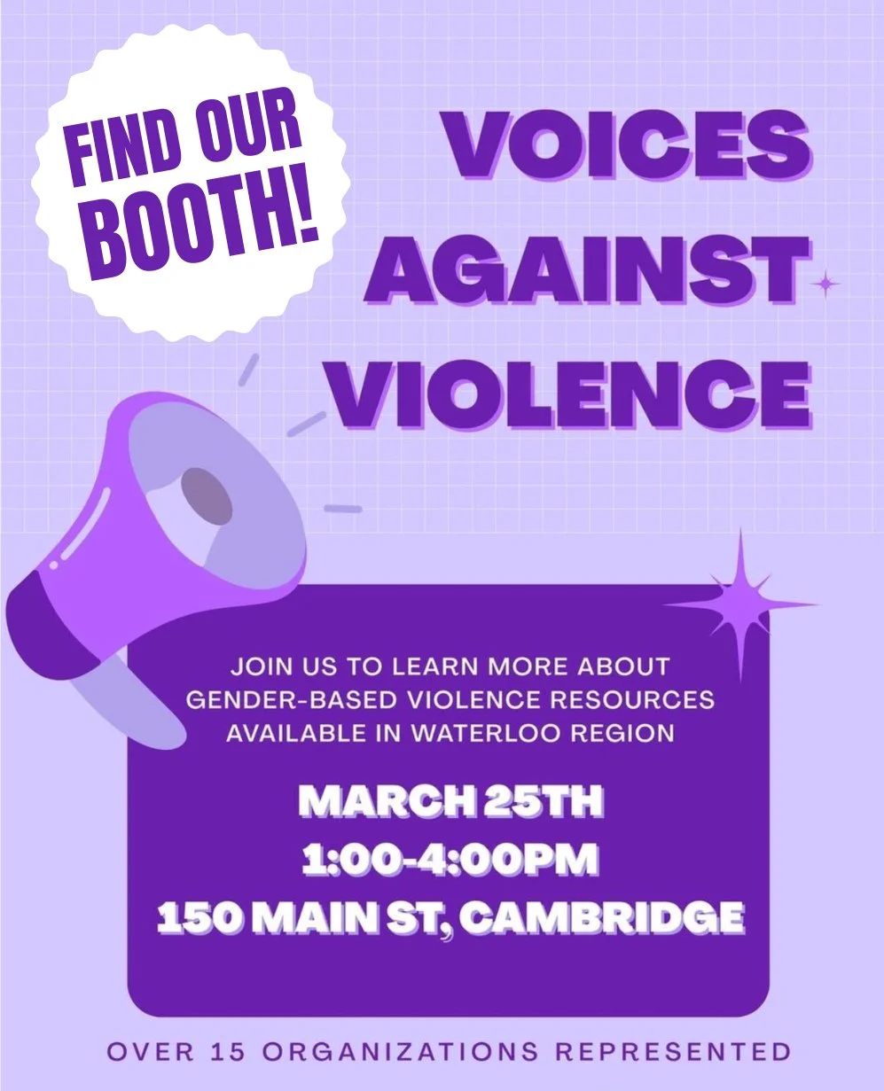 Find oneROOF Youth Services at the Voices Against Violence event this Wednesday! 💜 ⁠
⁠
Join over 15 organizations like ours on March 25th to learn about gender-based violence in Waterloo Region! ✨⁠
⁠
Who 👉 you! This event is open to all community m