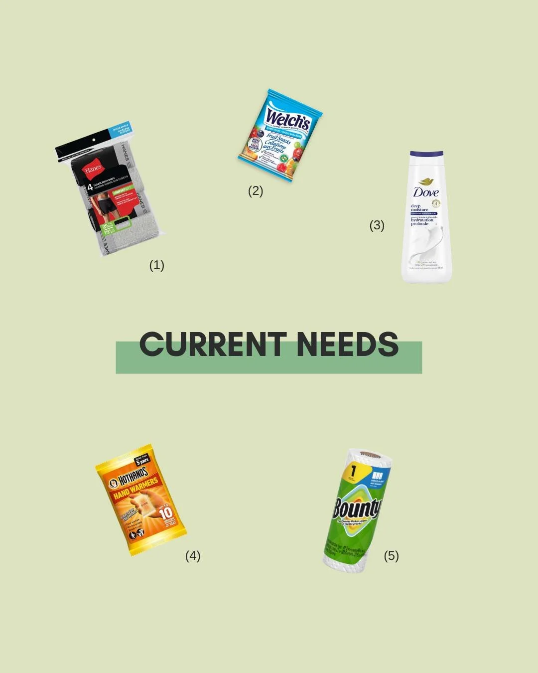 CURRENT NEEDS

Hey oneROOF community, we are in need of a few things: 

1) Mens underwear (all sizes) 
2) Pre-packaged snacks 
3) Body was
4) Hand warmers
5) Paper towel

All items can be found on our Amazon Wishlist or visit oneroof.org/donate-items