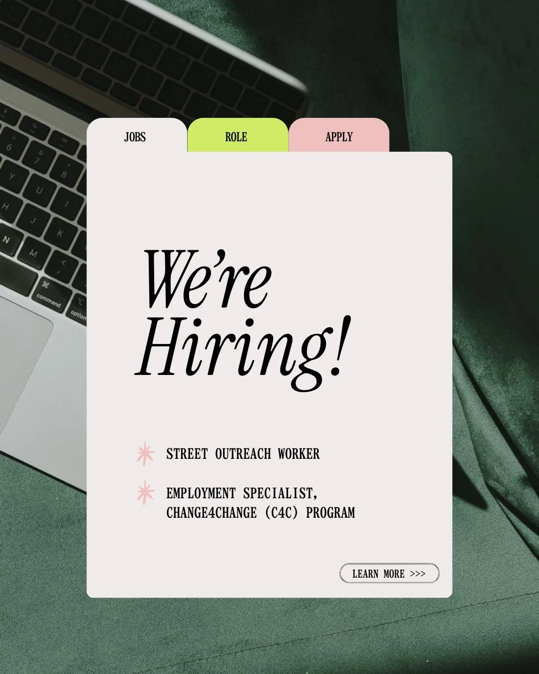 WE'RE HIRING! 

Our team is growing! oneROOF is hiring for: 
- a Street Outreach Worker 
- an Employment Specialist

Email your resume and cover letter to sarah.whearty@oneroof.org. Applications close on November 2nd.