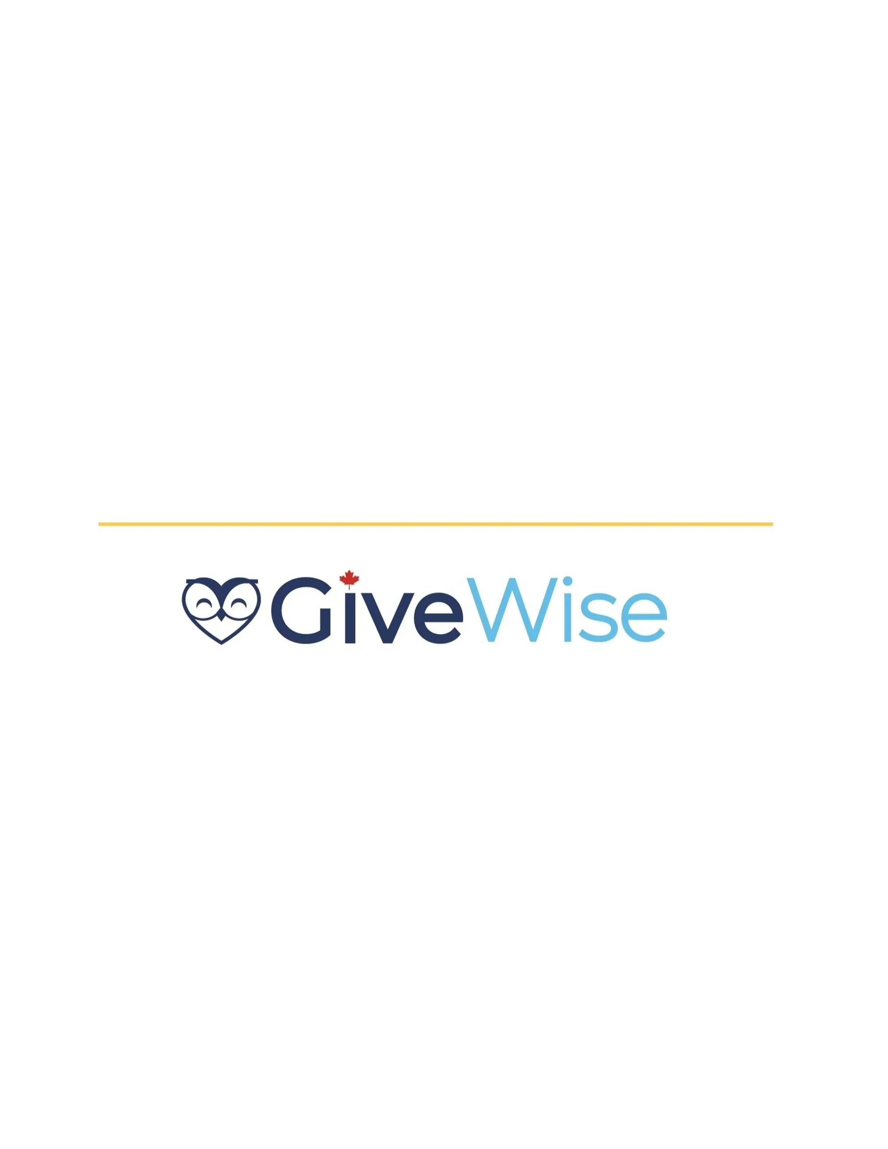 The logo for GiveWise, featuring a stylized owl face with glasses, and the words 'GiveWise' with 'Give' in dark blue and 'Wise' in light blue.