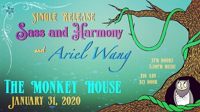 We&rsquo;re excited for our first show of 2020 at the @monkeyhouse_berkeley with @arielwangmusic 🌺 we will be releasing a hot new single from our full length album at the show so come check it out!! Doors are at 7pm, Show starts at 7:30pm 🌻🌻We hav