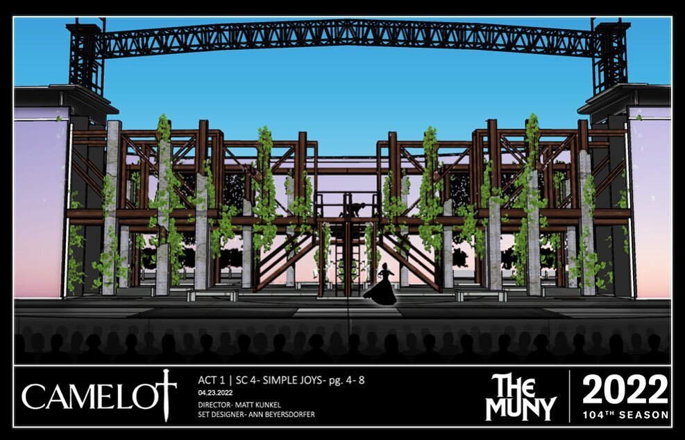 One week till we start CAMELOT at @themuny ! Sneak peak of our Set Design by the incredible @annbeyersdorfer !
#muny104