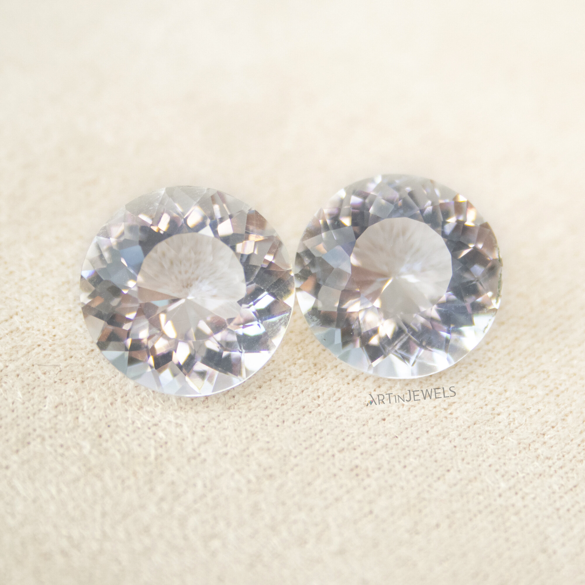 White Quartz Pair 7.2ct, 7.3ct