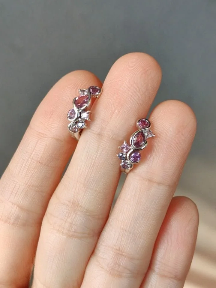 Whimsical sapphire earrings in her daughter's favorite hues. Intended to be passed down, to be her child's thoughtful treasure.

Specially crafted nickel-free, which is part of the beauty of going custom. One can define the details down to the very m