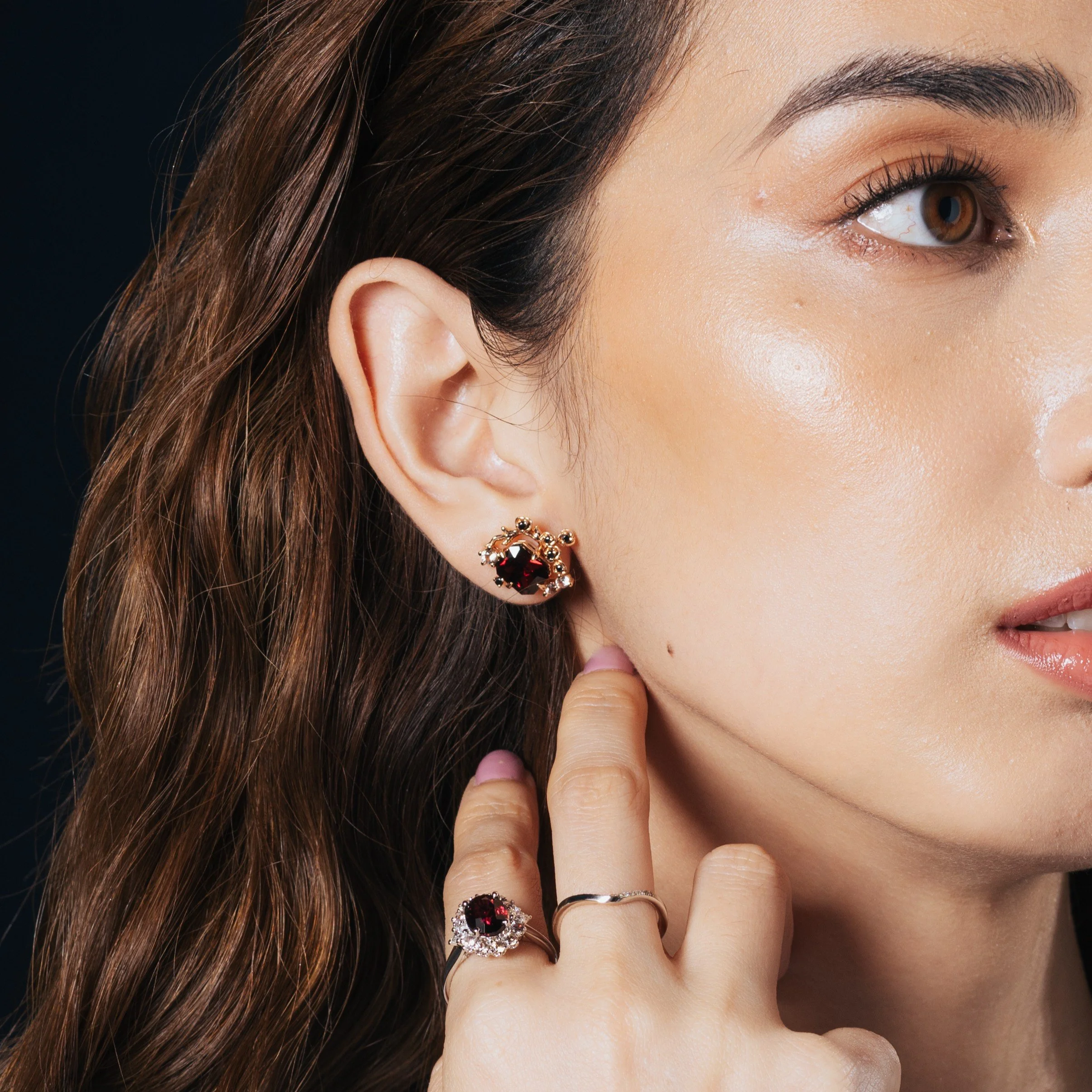 Night_Blooming_Flowers_Garnet_Earrings_Worn1.JPG