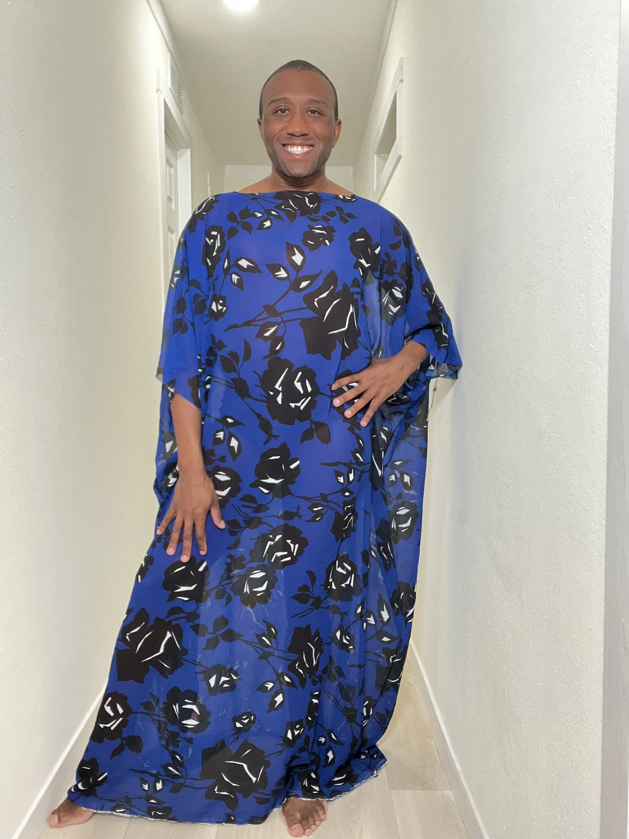 Blue Floral Caftan Dress