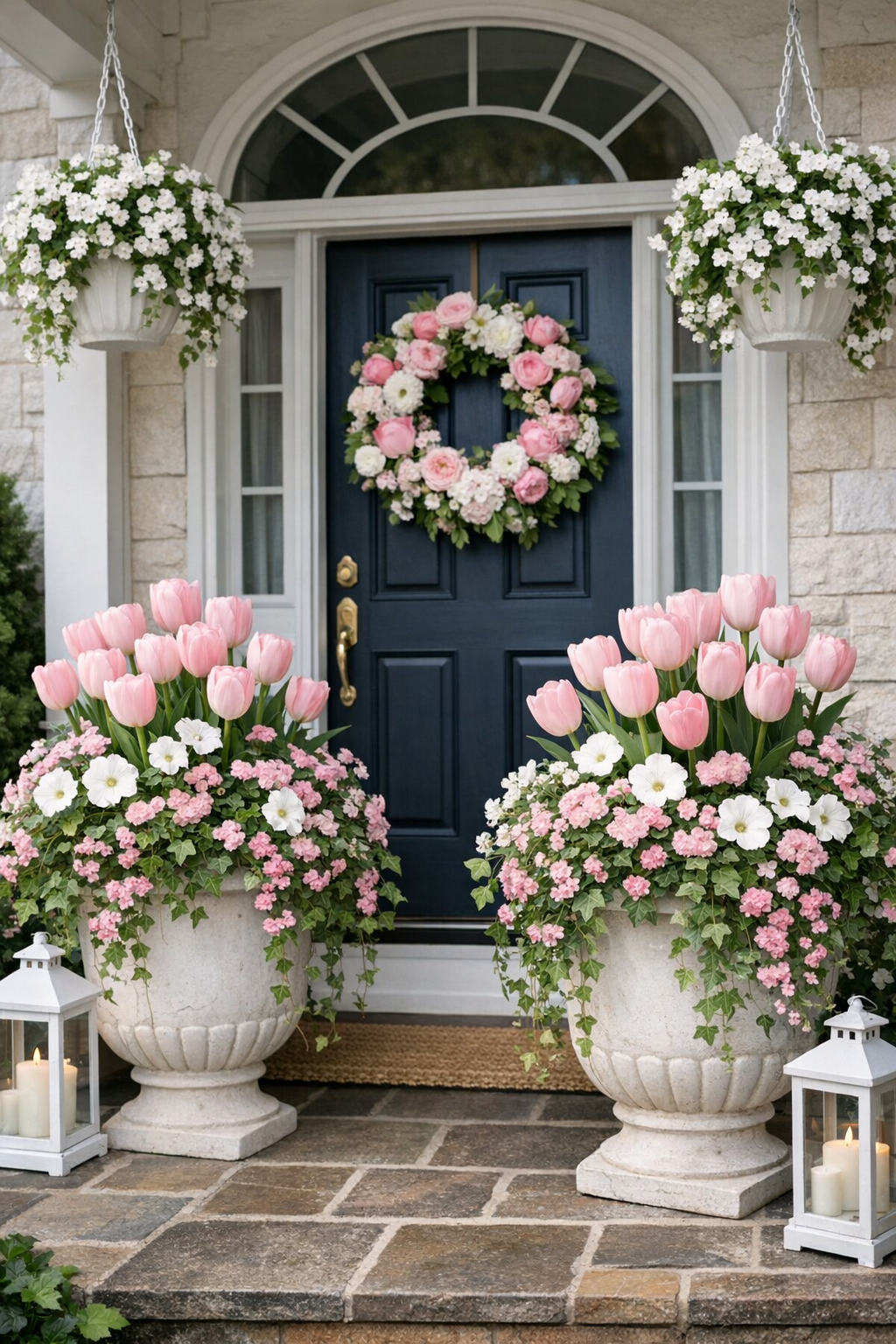 Looking for spring front porch ideas? These 21 spring porch decor ideas include flower planters, layered doormats, wreaths, pastel accents, outdoor seating, lantern lighting, and simple curb appeal upgrades to refresh your home for the season.