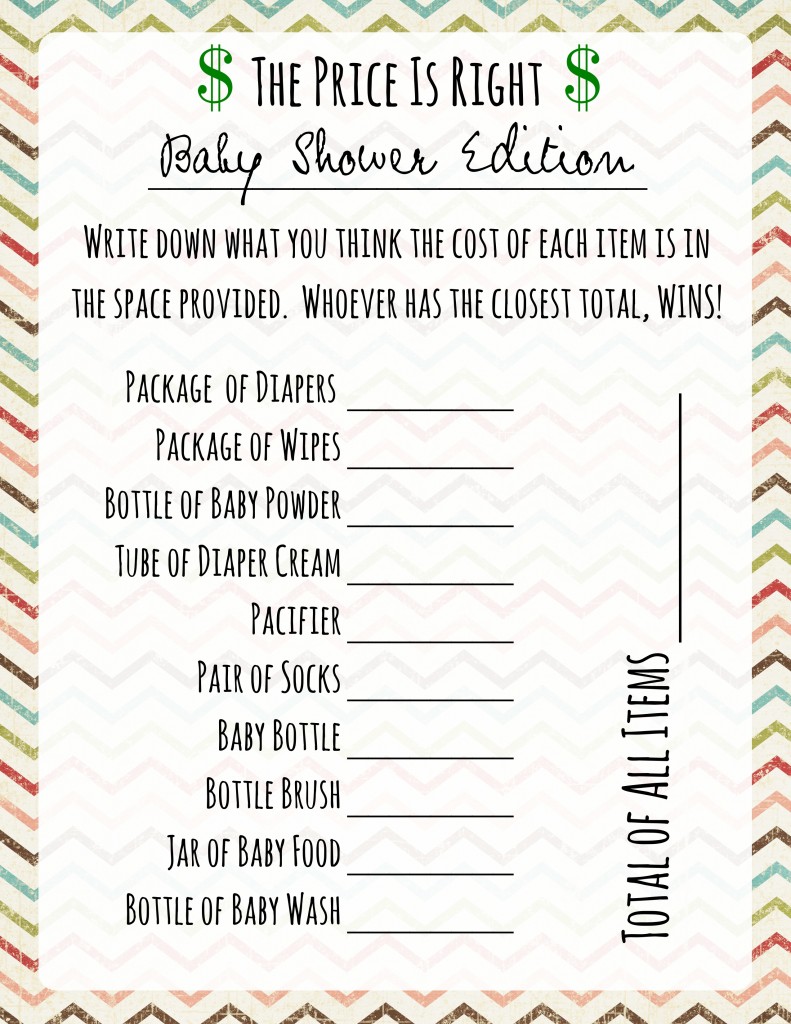 Fun Baby Shower Games Printable Baby Shower Games Baby Shower Price Game S1 Price is Right Game Baby Shower Price is Right Game