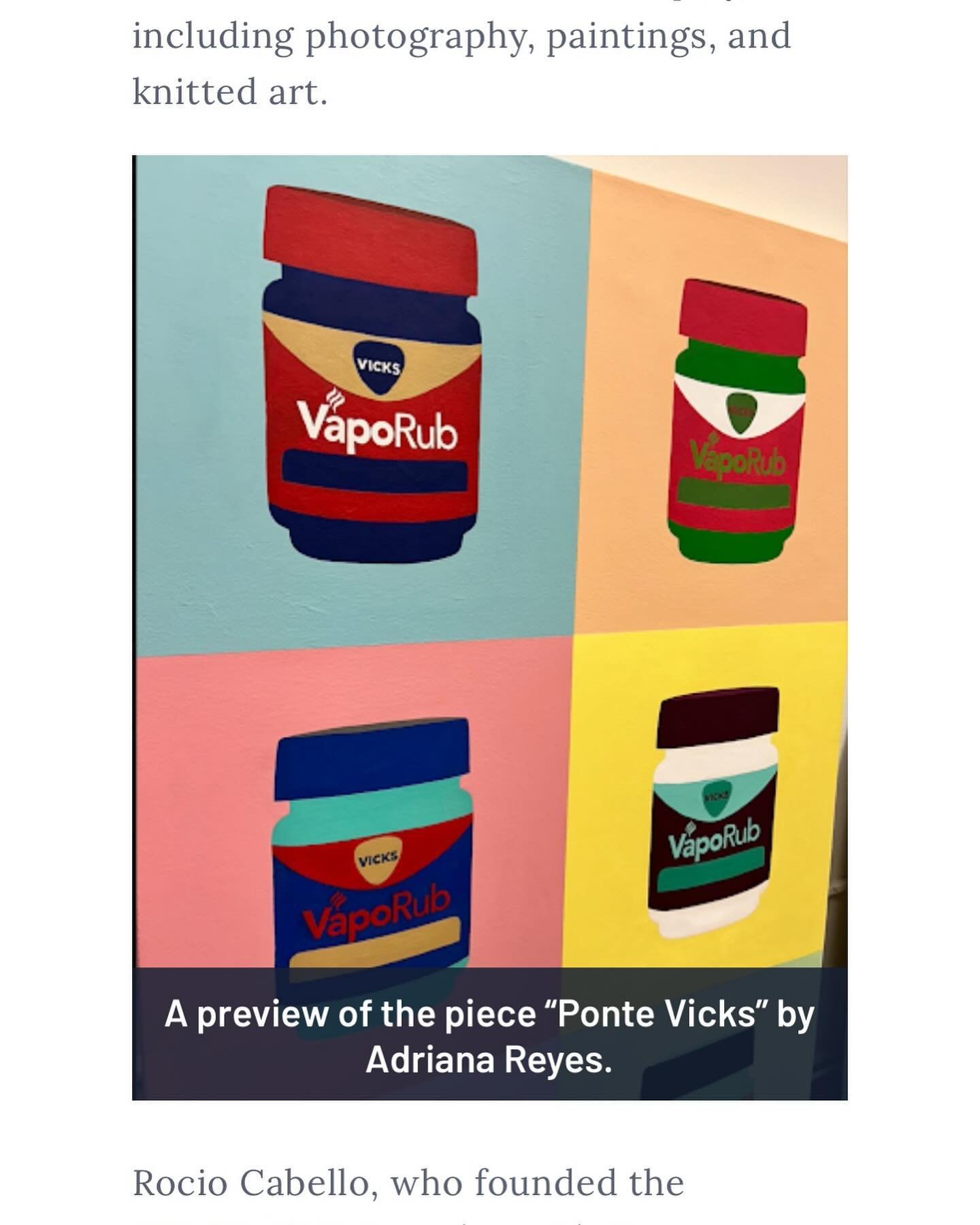 This is pretty cool! Ponte Vicks was featured in an article about the gallery and the group exhibit that it&rsquo;s currently a part of, Latinas in Philly. 💕 
Make sure you guys go and check out the article @gtowninfohub 

#msadrianareyes #artistson
