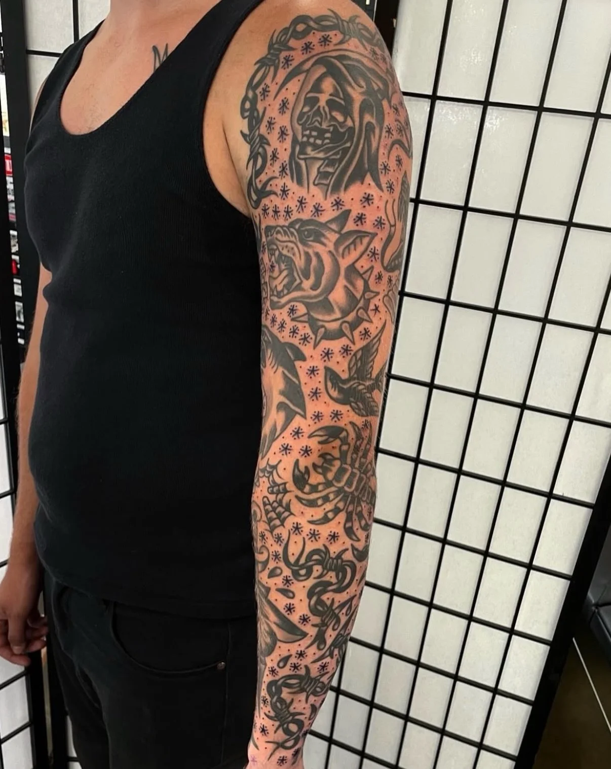 Work by @aaroncaldow 

.
.
.
.
#melbourne #tattoo #traditionaltattoo #blackwork  #tattoos