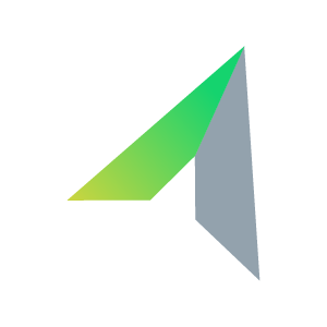 A stylized arrow pointing to the right, with a gradient color transitioning from green to gray.