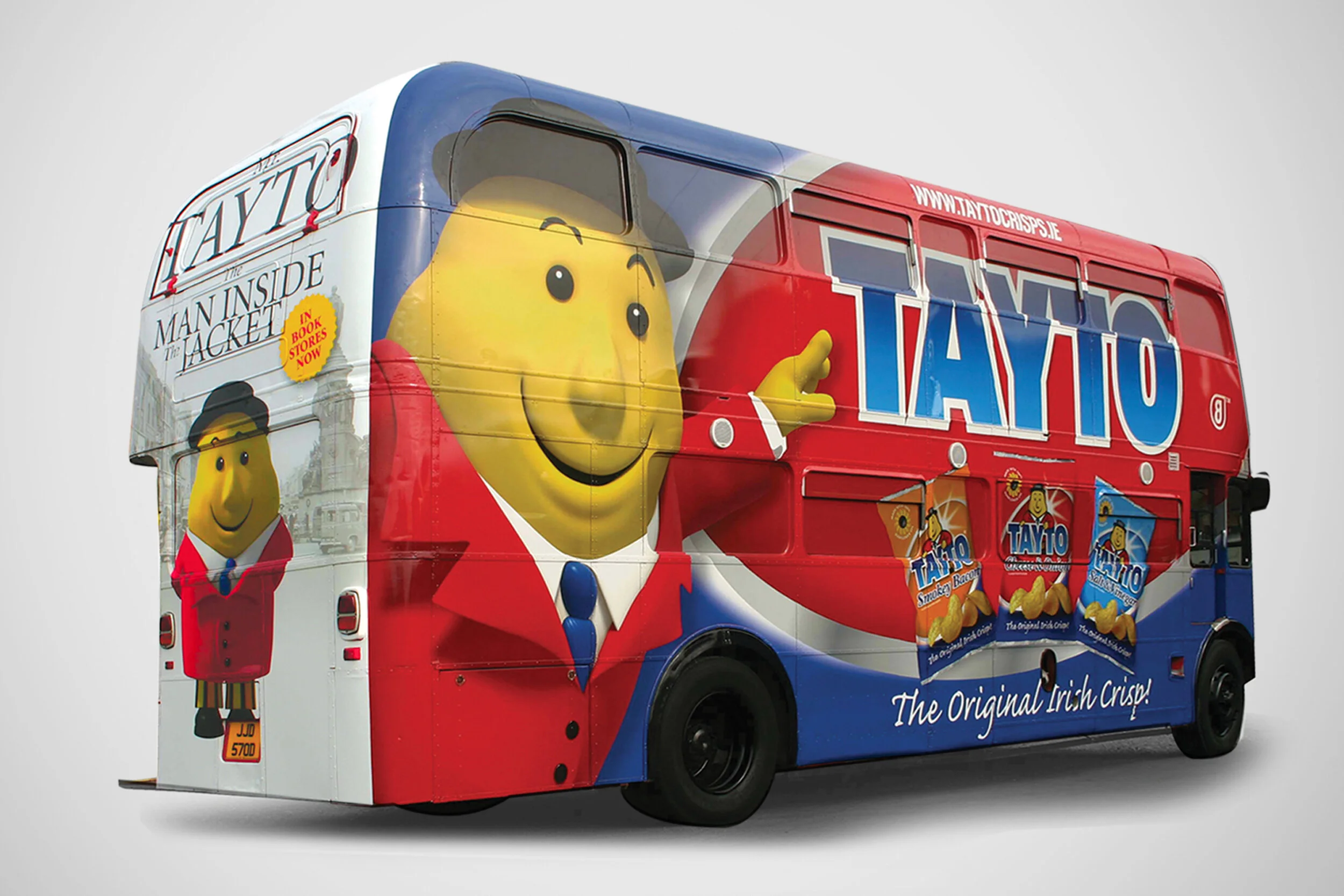 Tayto bus vehicle wrap decal graphic design freelance Dublin