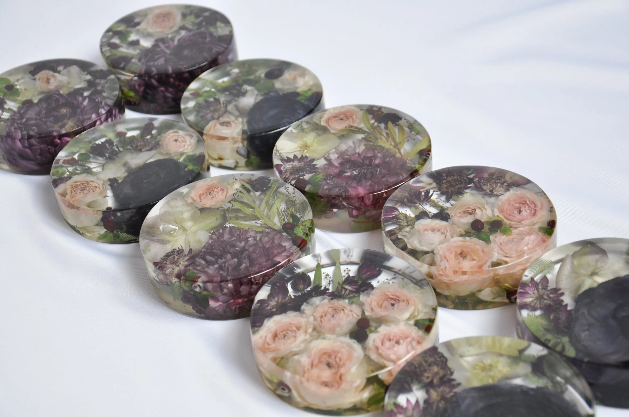 Lucy Did This - 10 preserved wedding flower resin coasters