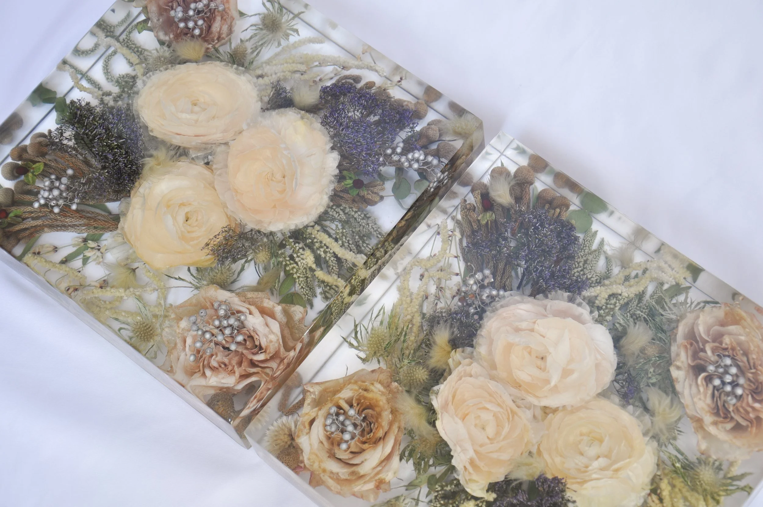 Lucy Did This | Wedding flower preservation in resin 25cm squares
