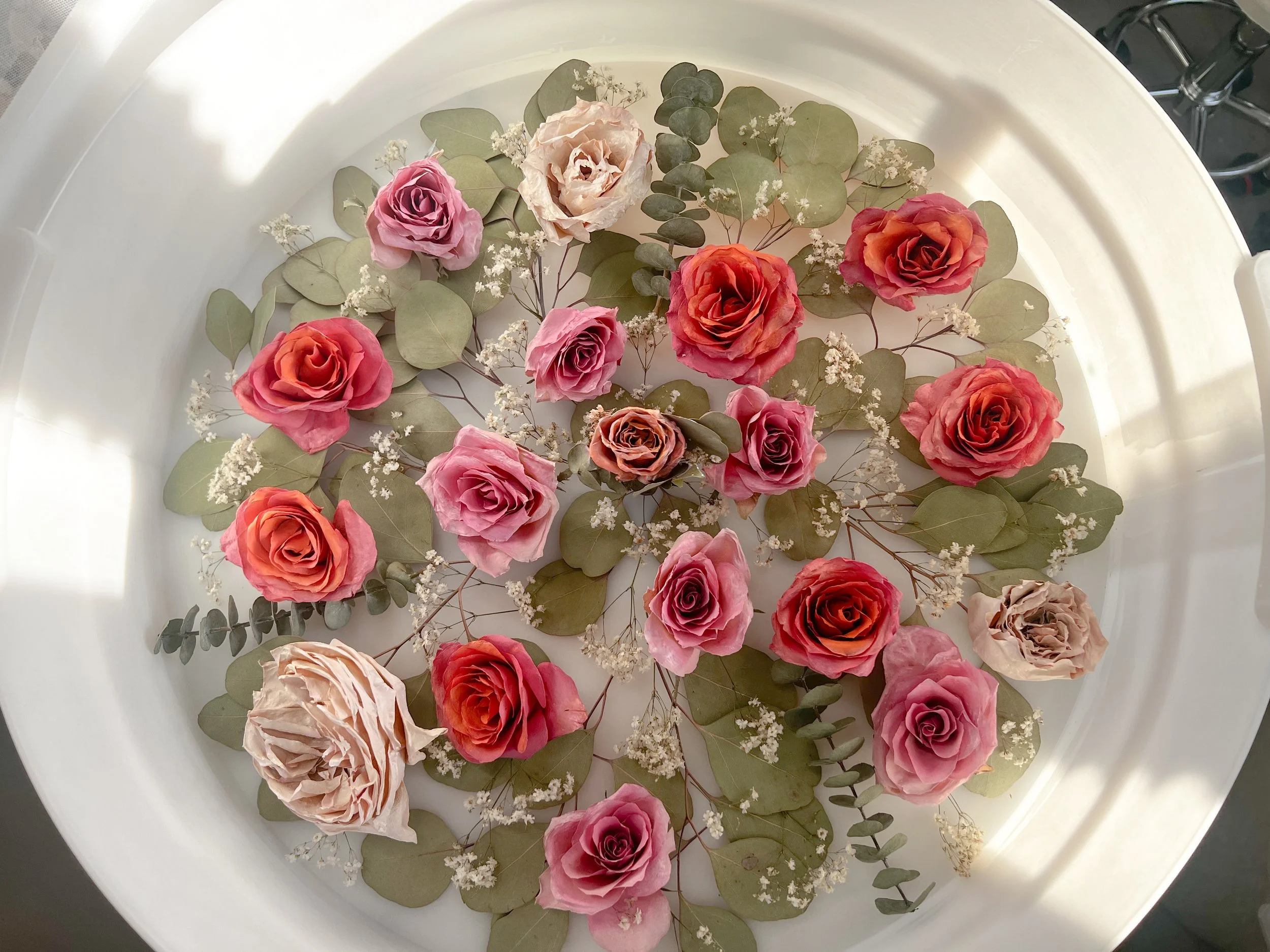 Lucy Did This | Bespoke Art, Hand Made by Lucy Sykes | Dried bouquet in circle 50cm table layout post colour correction