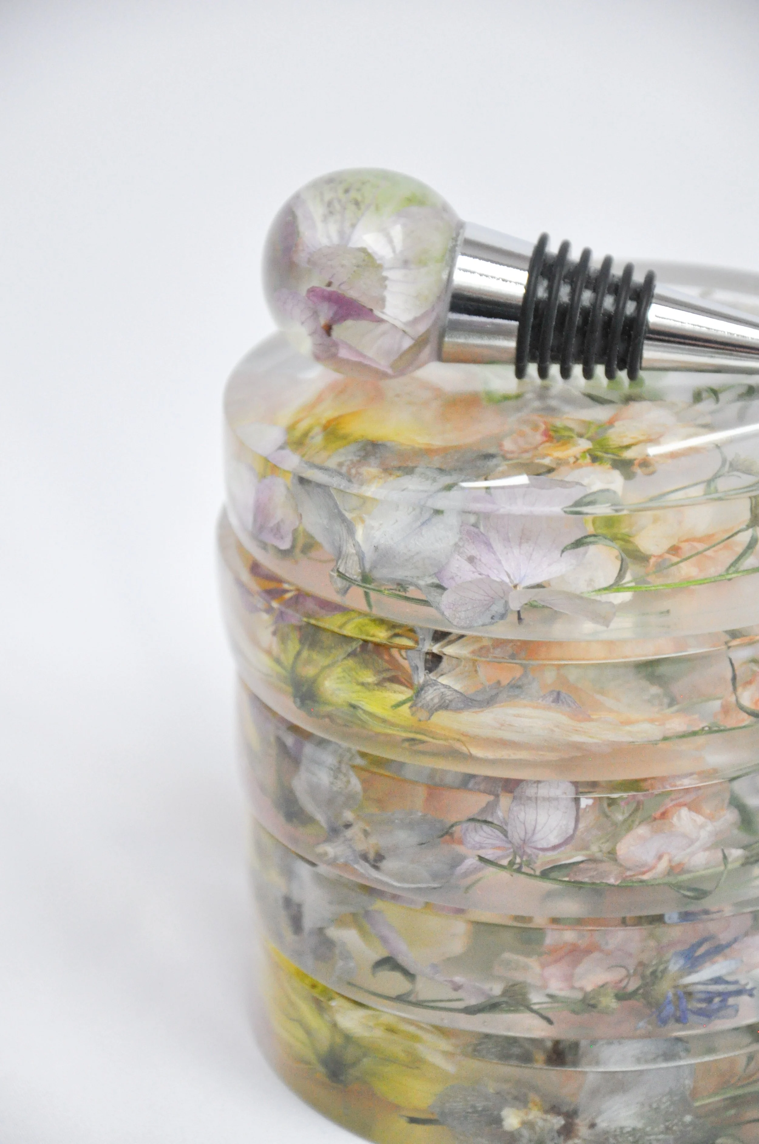 Lucy Did This | Bespoke Art, Hand Made by Lucy Sykes | Preserved wedding flower resin bottle stoppers with coasters