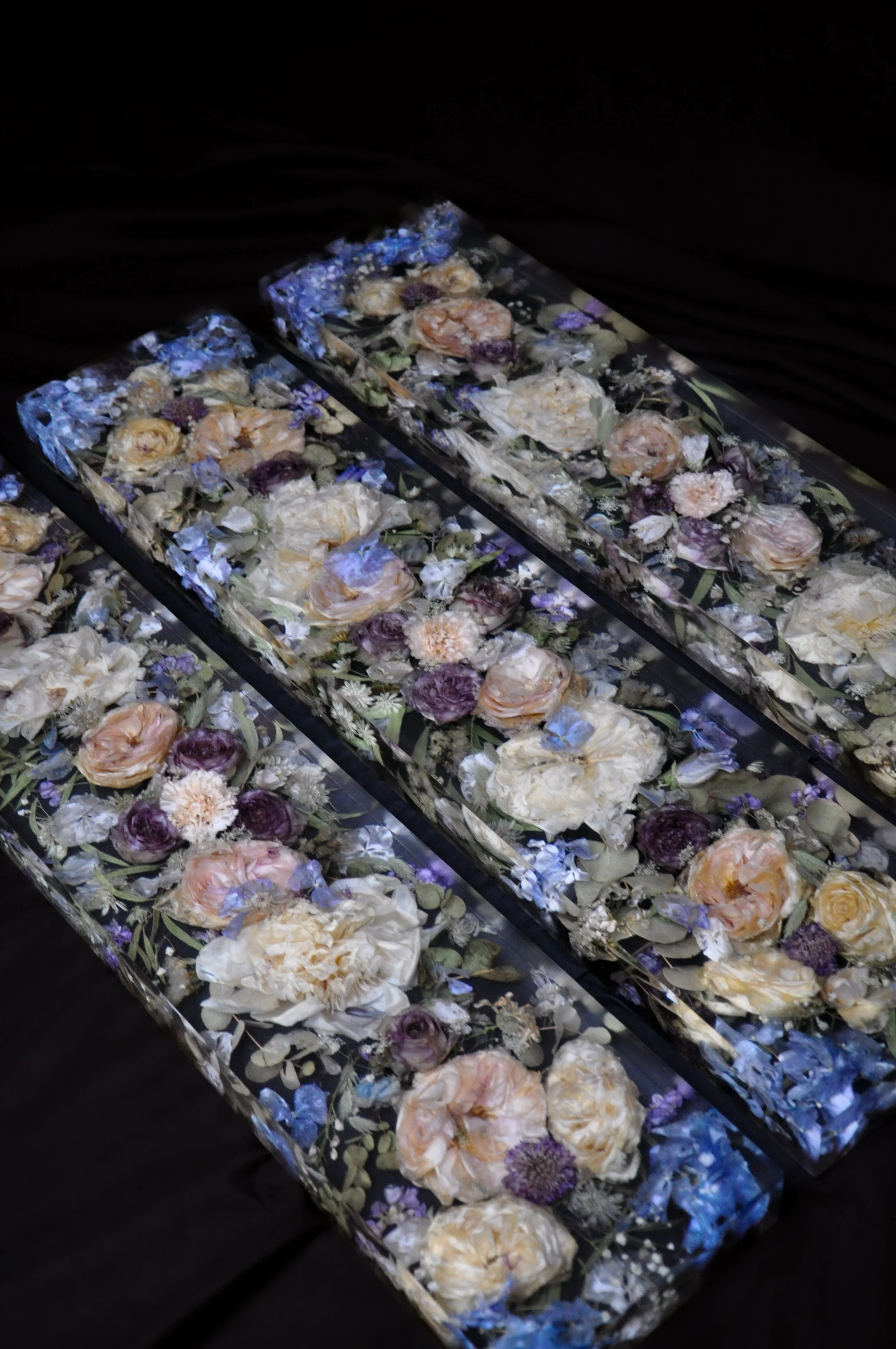 Lucy Did This | Bespoke Art, Hand Made by Lucy Sykes | Preserved wedding flower resin large rectangle block 90 x 20cm