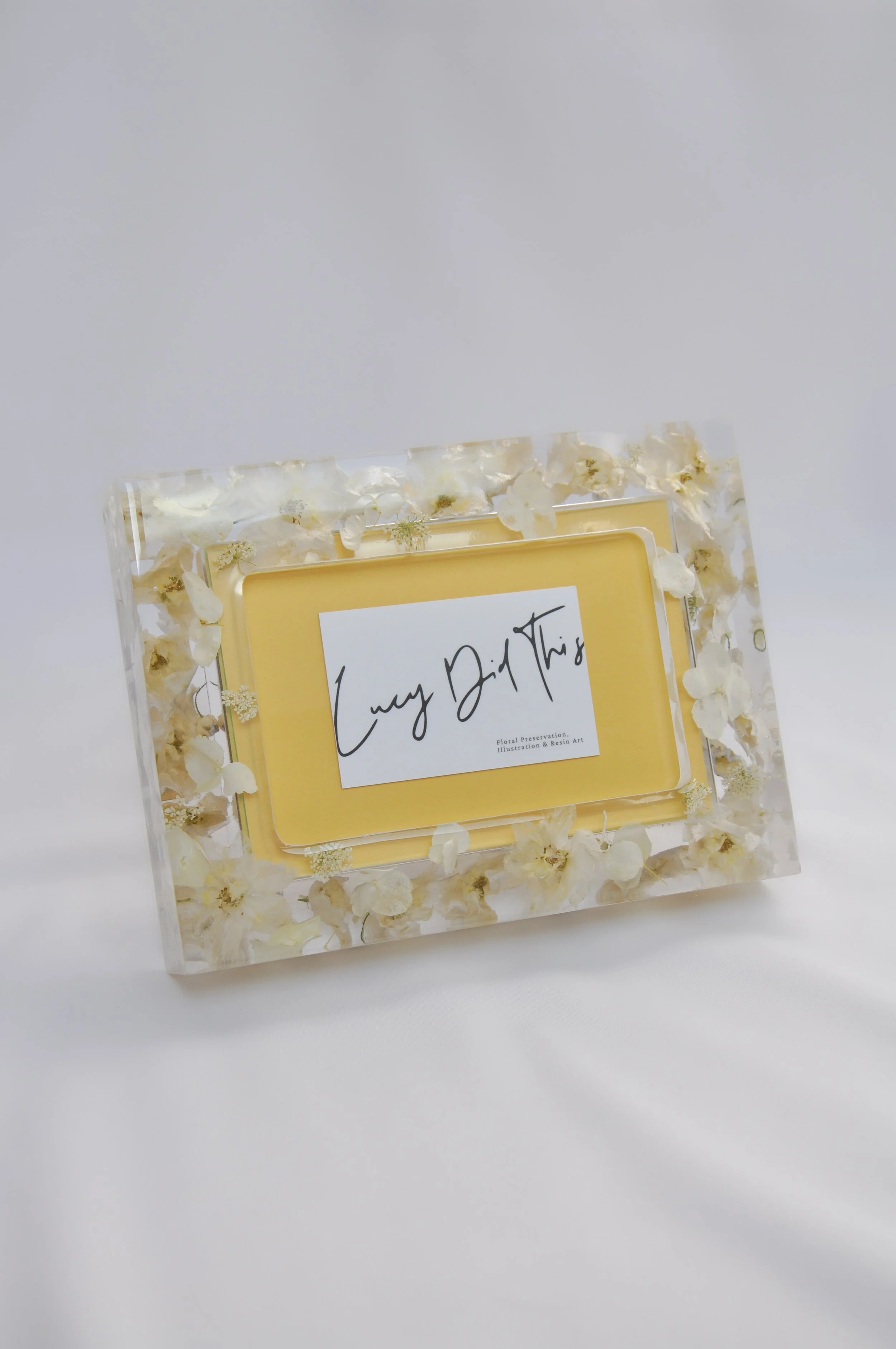Lucy Did This | Bespoke Art, Hand Made by Lucy Sykes | Preserved wedding flower resin 4 x 6 inch photo frame