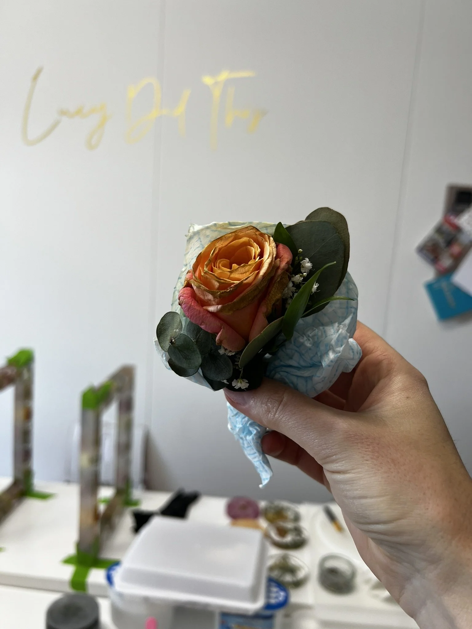 Lucy Did This | Bespoke Art, Hand Made by Lucy Sykes | Bright button hole with browning received by Lucy ready for preservation